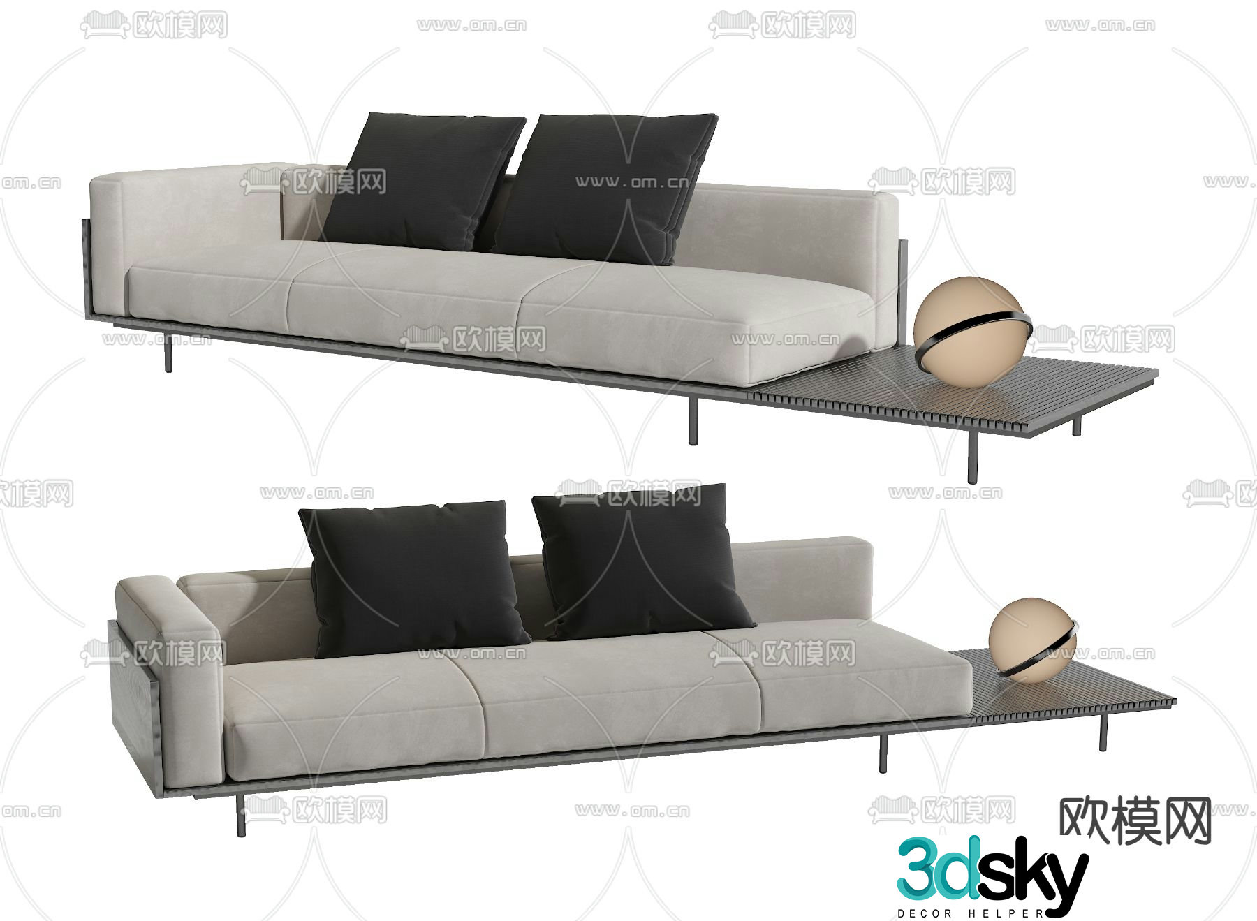 Three seater sofa upholstered sofa 3d model