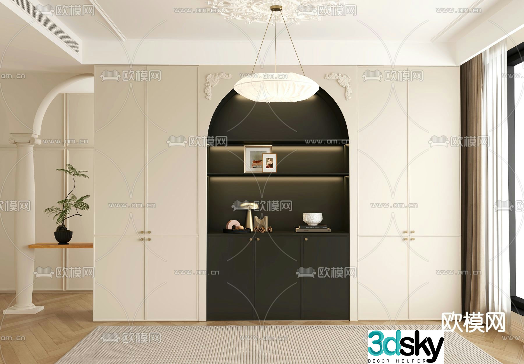 French sideboard storage cabinet 3d model