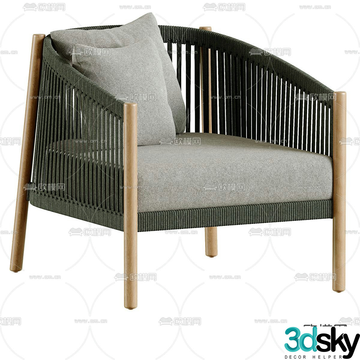 Nordic leisure chair rope woven chair 3d model