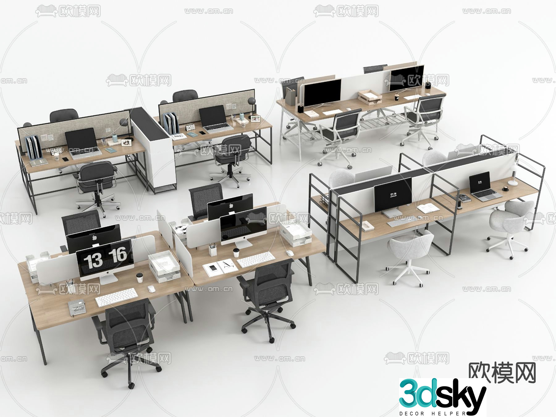 Card desk staff desk workstation 3D model