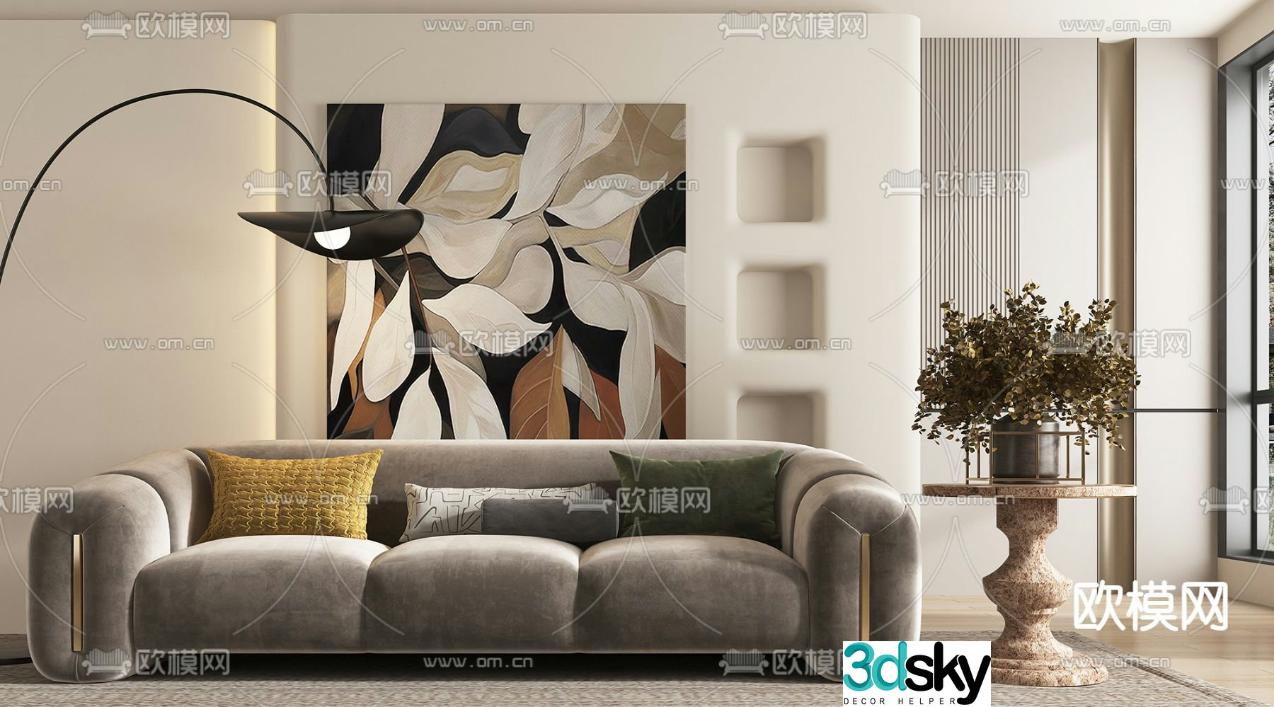 Three person sofa multi person sofa 3d model