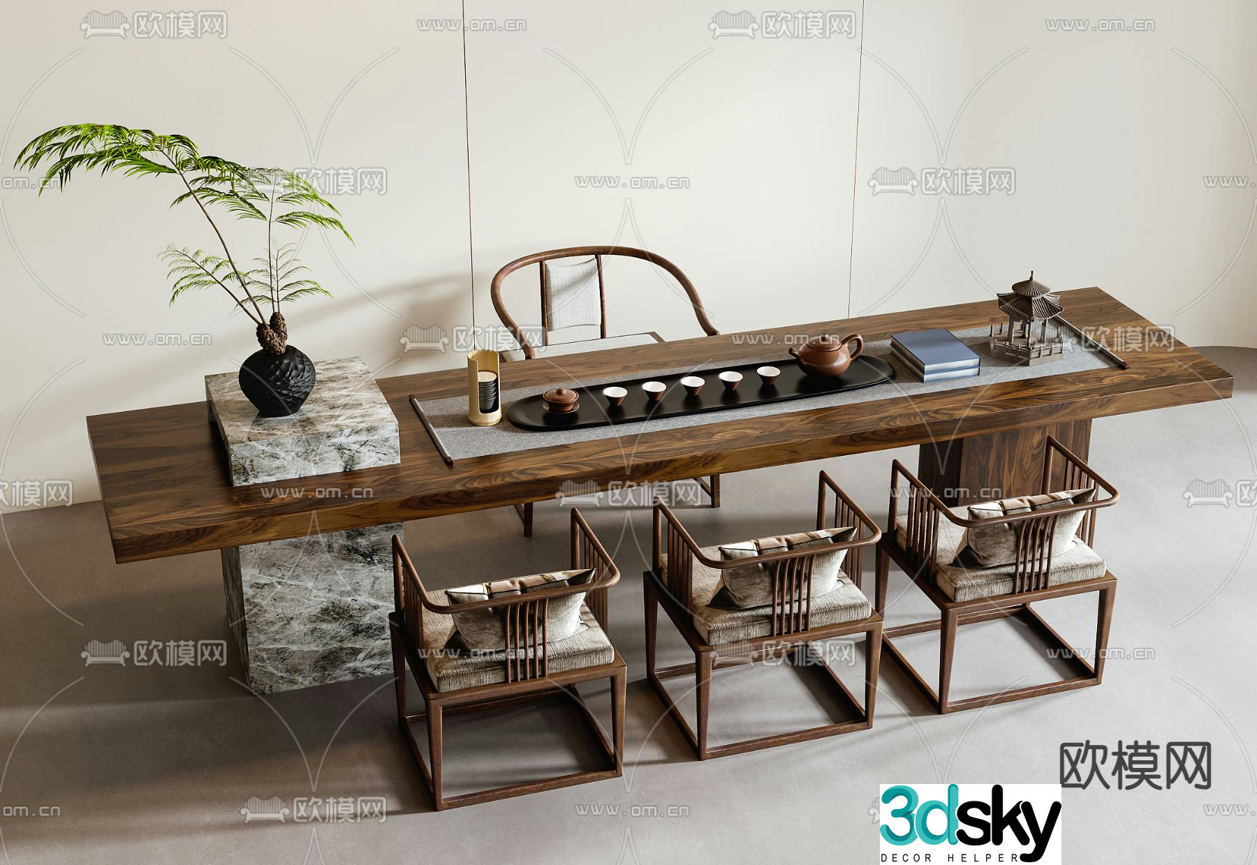 New Chinese style tea table tea table 3d model
