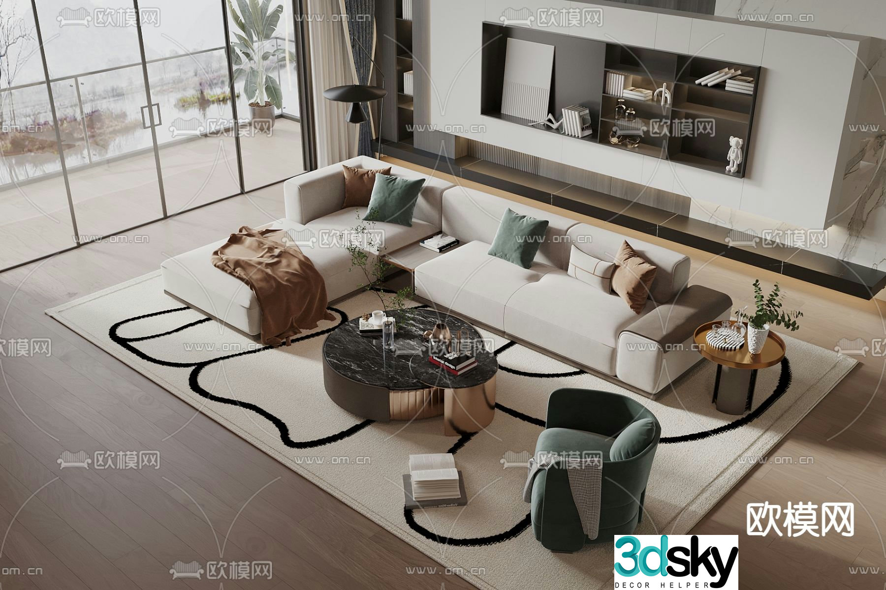 Modern sectional sofa 3d model