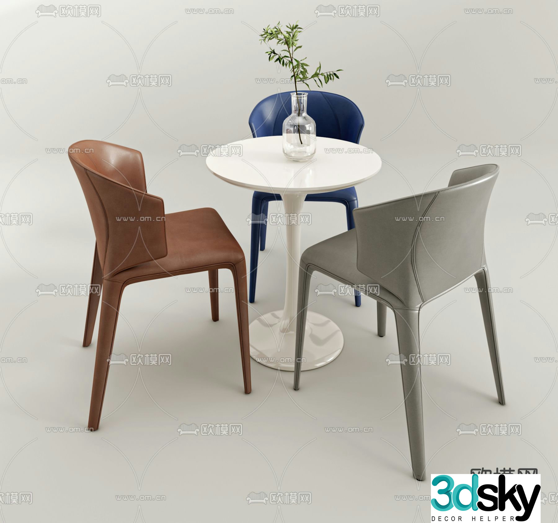 Leisure tables and chairs small round table 3d model