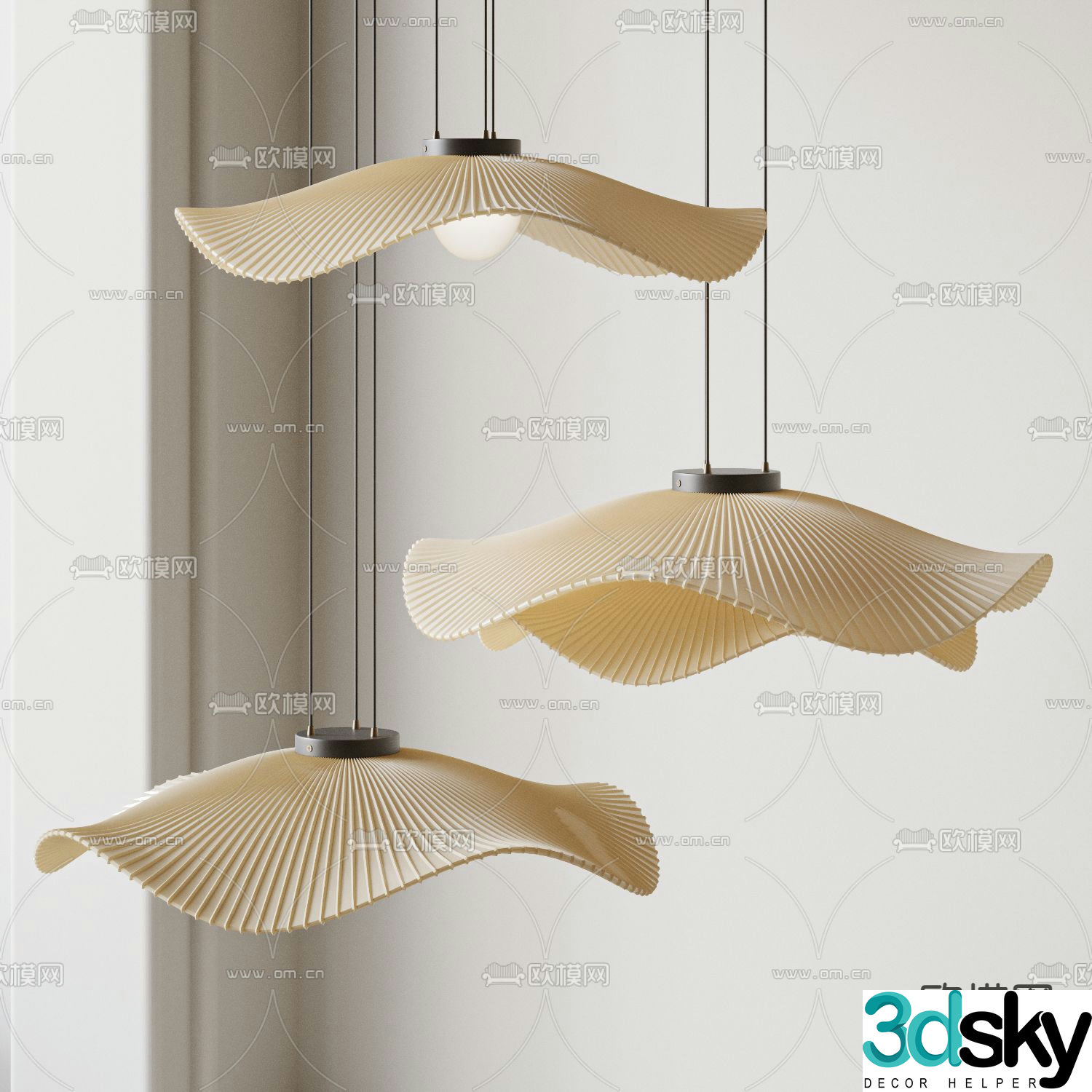 Cream style chandelier petal chandelier 3d model
