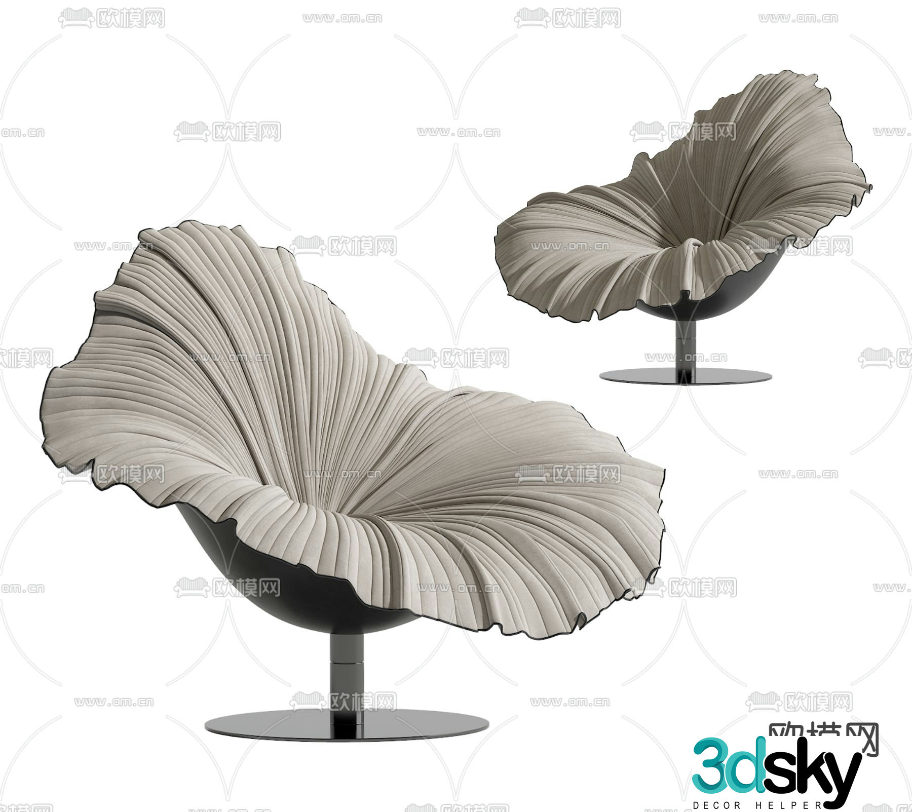 Modern petal chair leisure chair 3d model