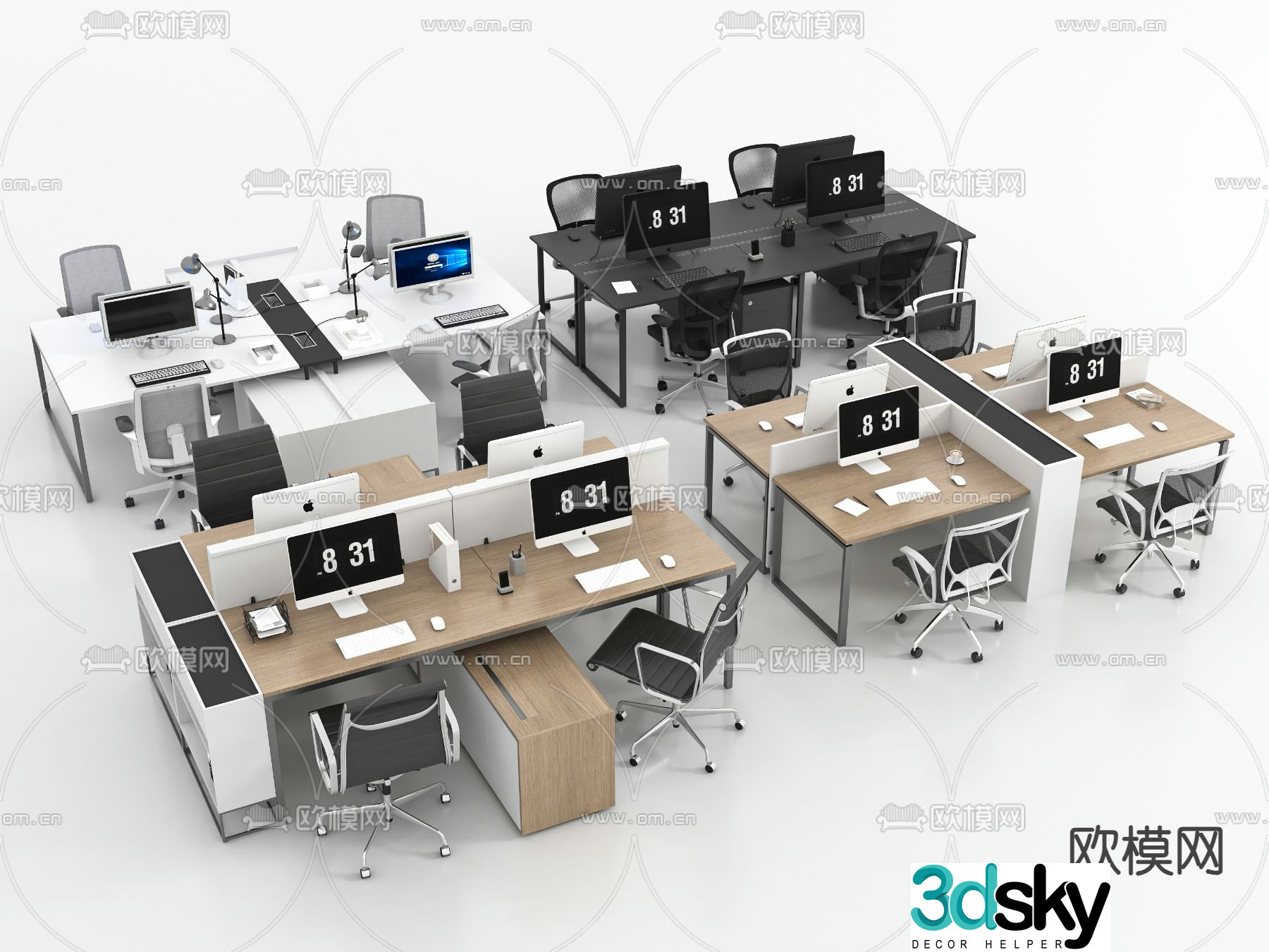 Card desk staff desk workstation 3D model