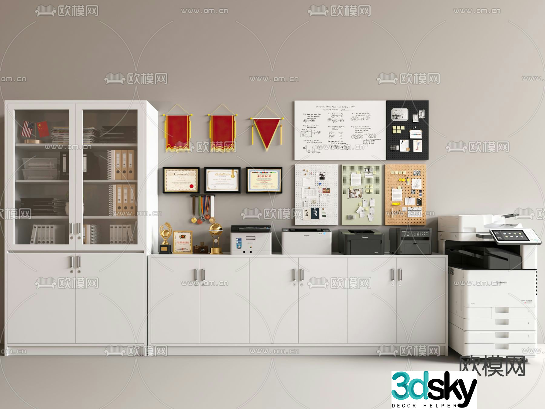 File cabinet filing cabinet printer copier 3d model