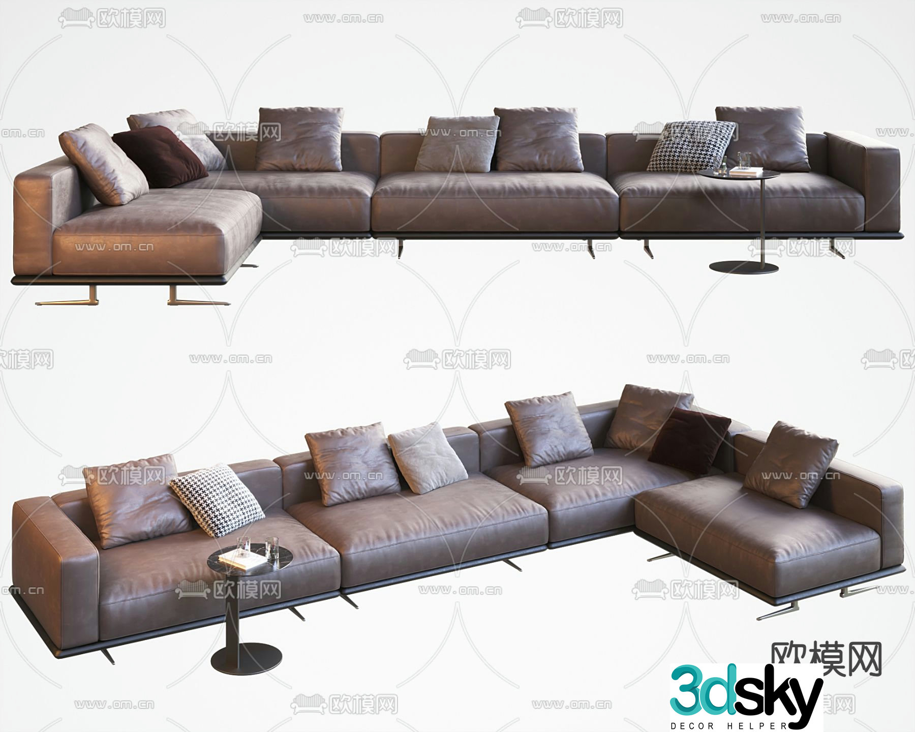 Corner sofa leather sofa light luxury sofa 3d model