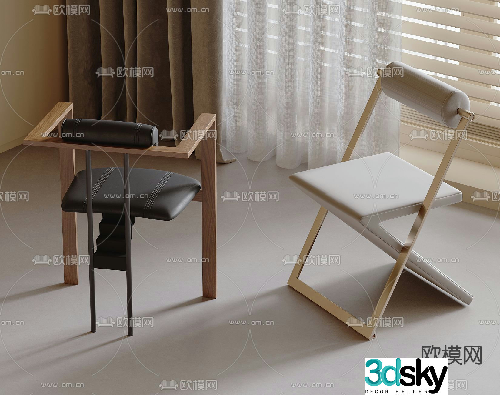 Modern chair single chair dining chair 3d model