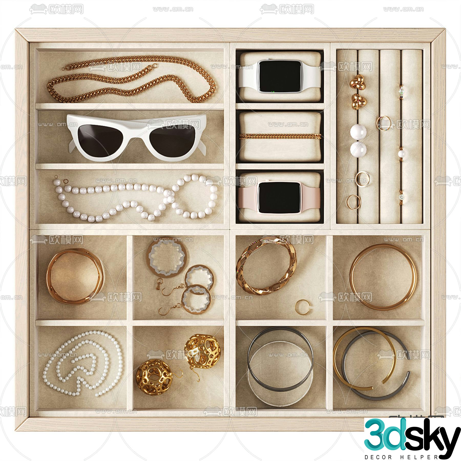 Jewelry Cosmetics Dresser Storage Drawer 3D Model