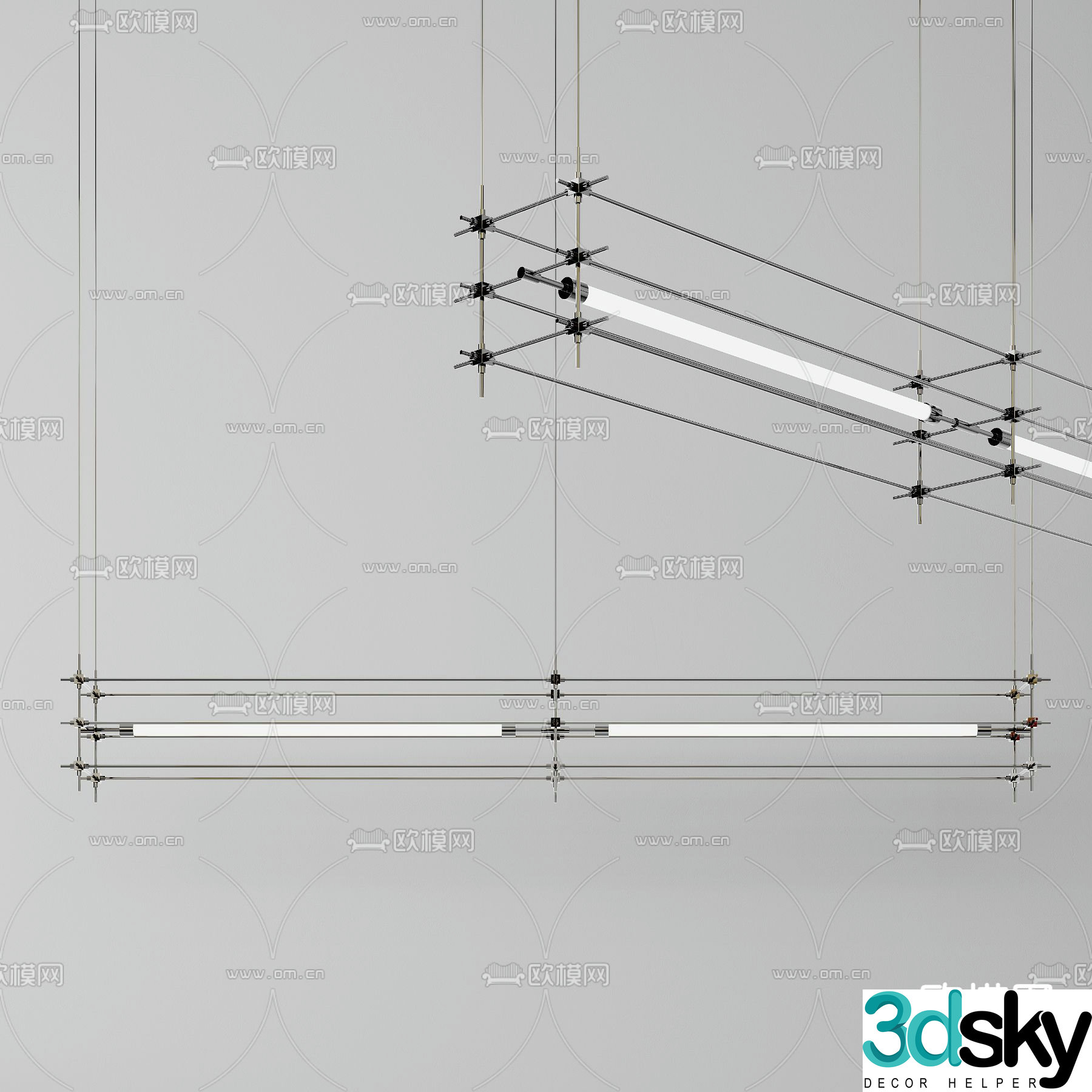 Metal chandelier straight chandelier 3d model