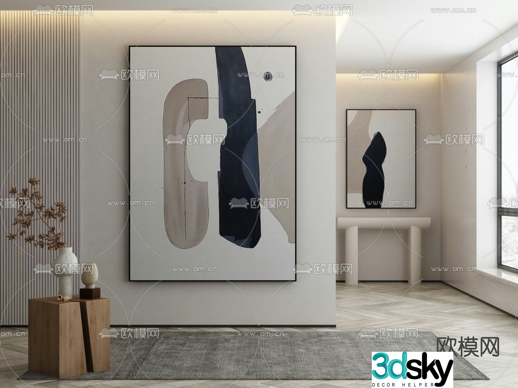 Modern decorative painting Abstract painting Hanging painting 3d model