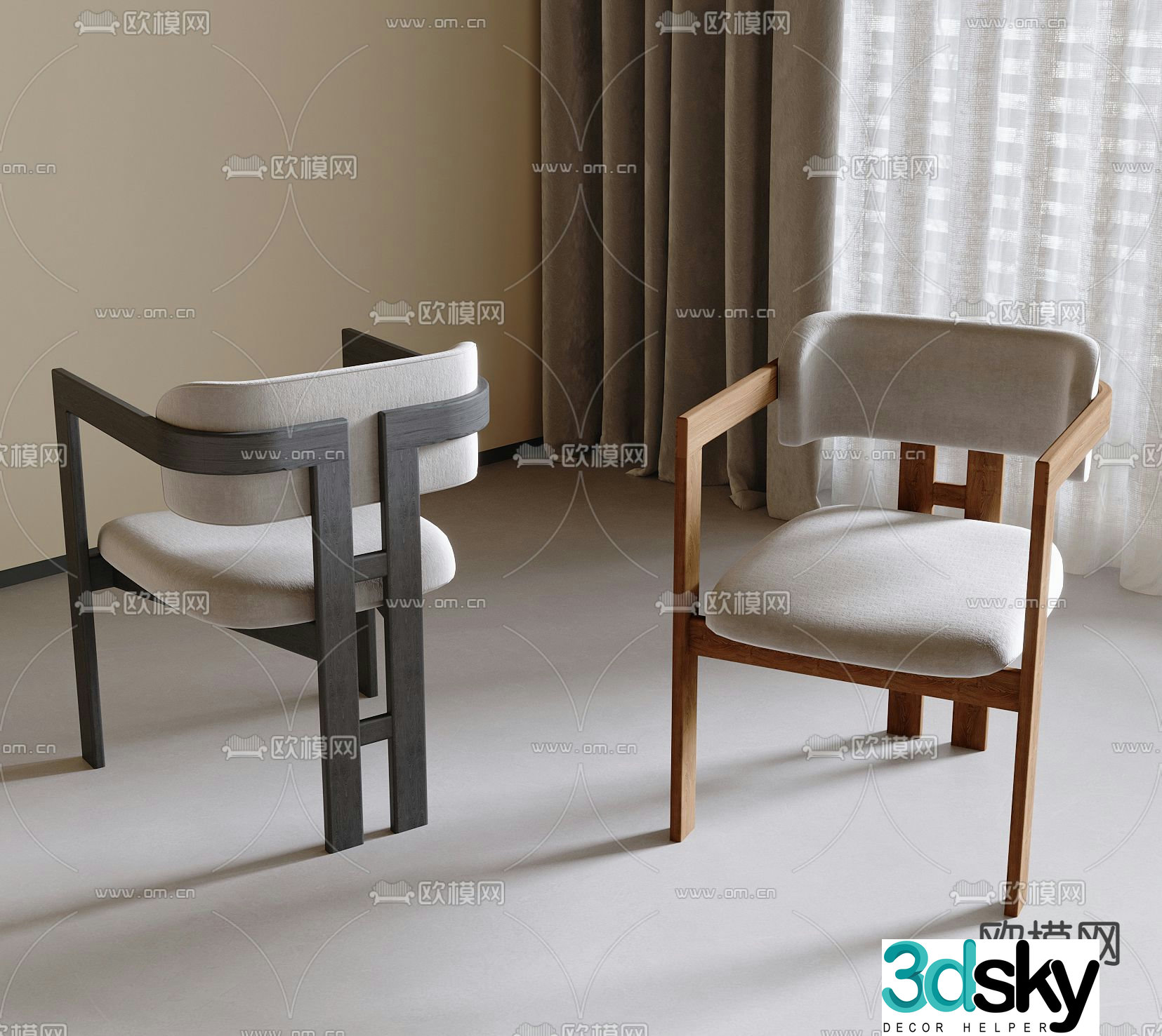 Modern chair single chair dining chair 3d model
