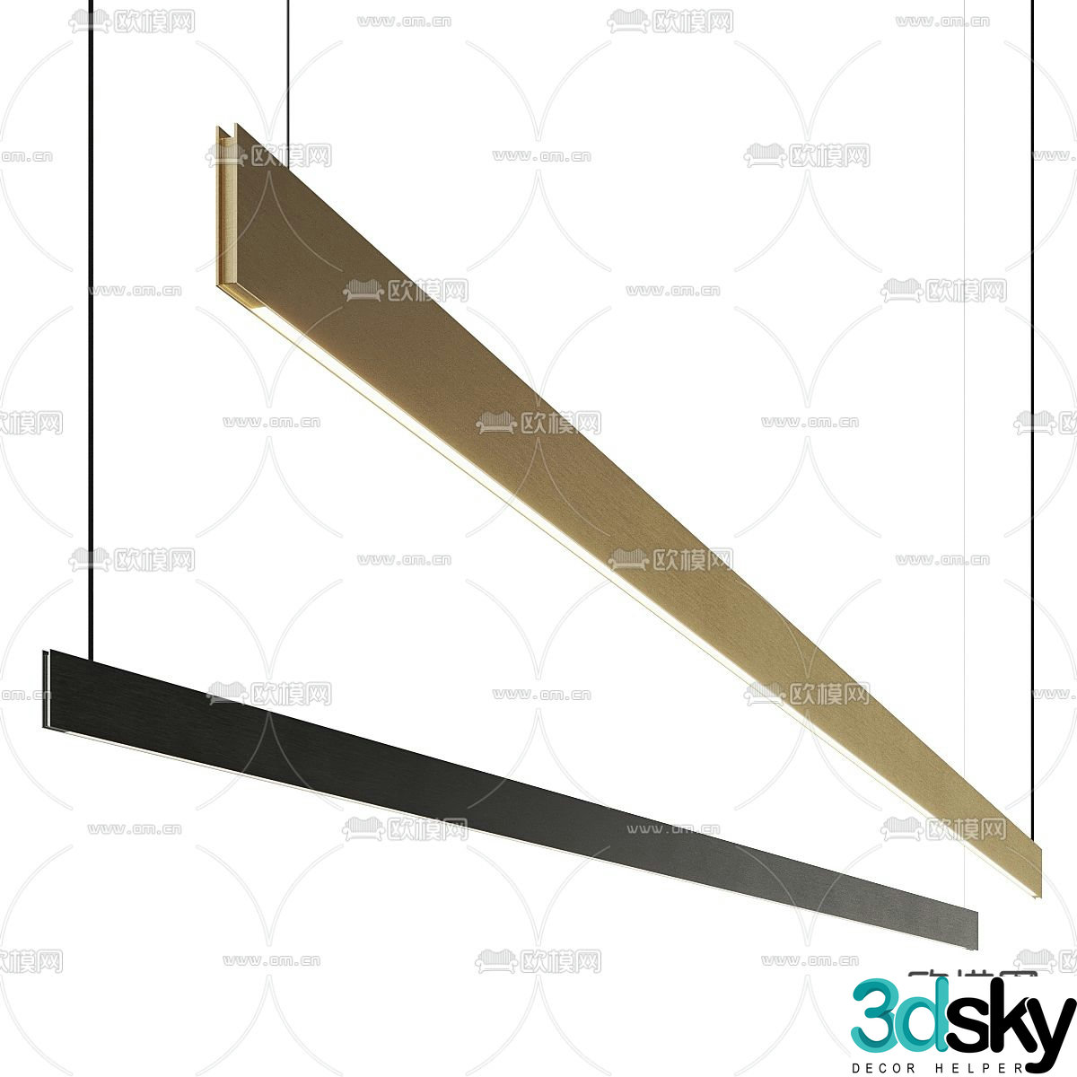 Strip chandelier long chandelier 3d model