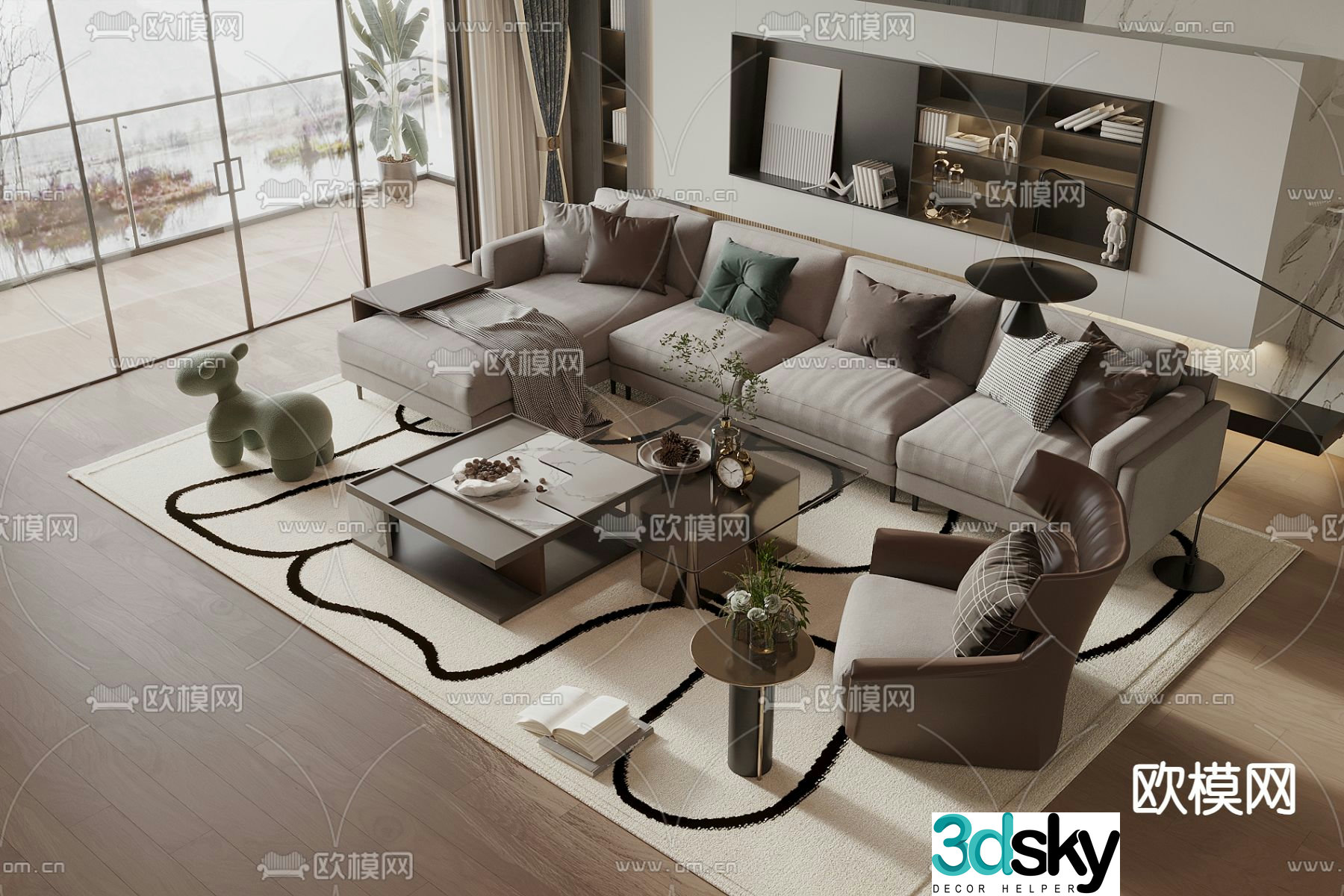 Modern sectional sofa 3d model
