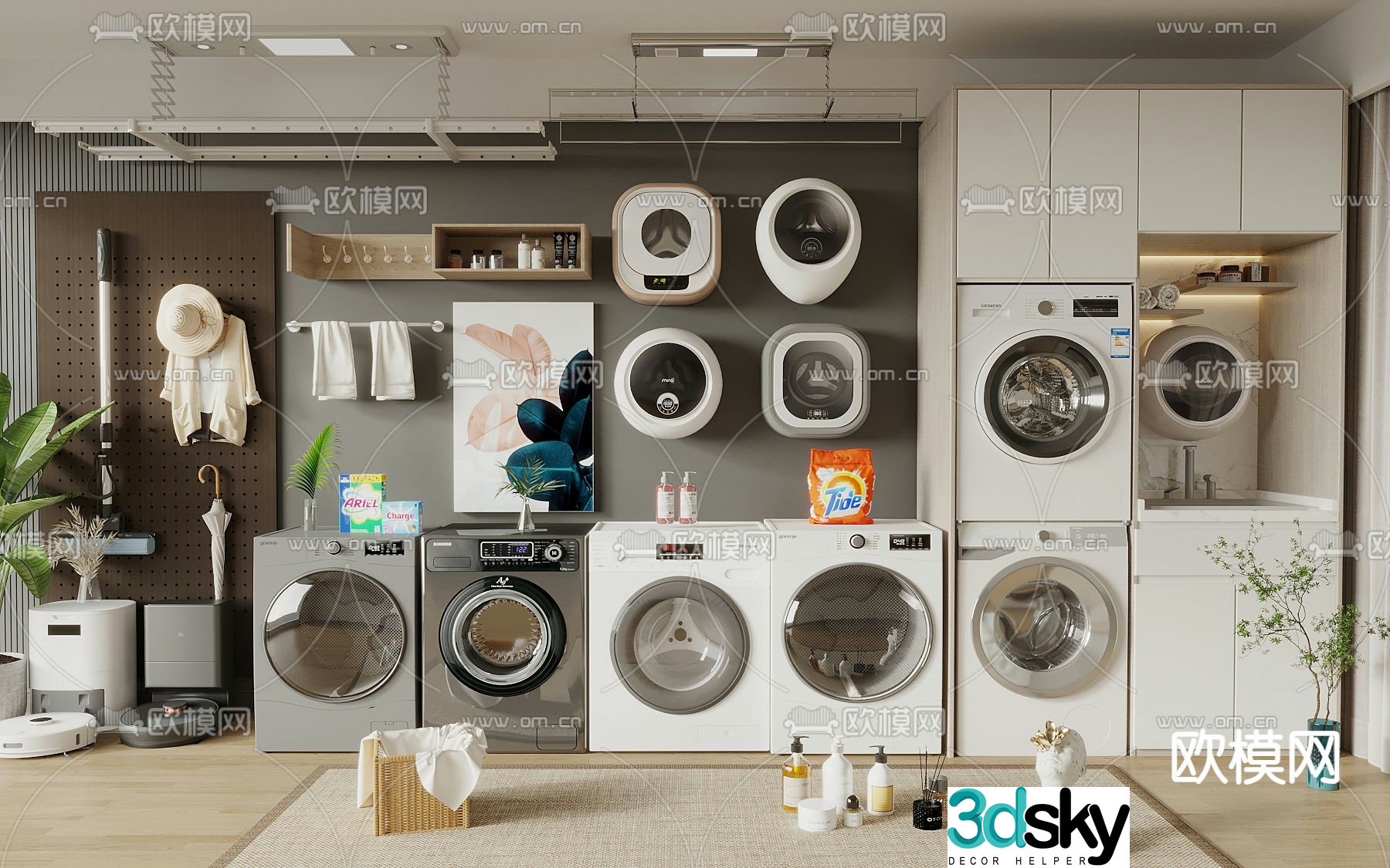 Washing Machine Wall Mounted Washing Machine Washing Machine Cabinet 3d Model
