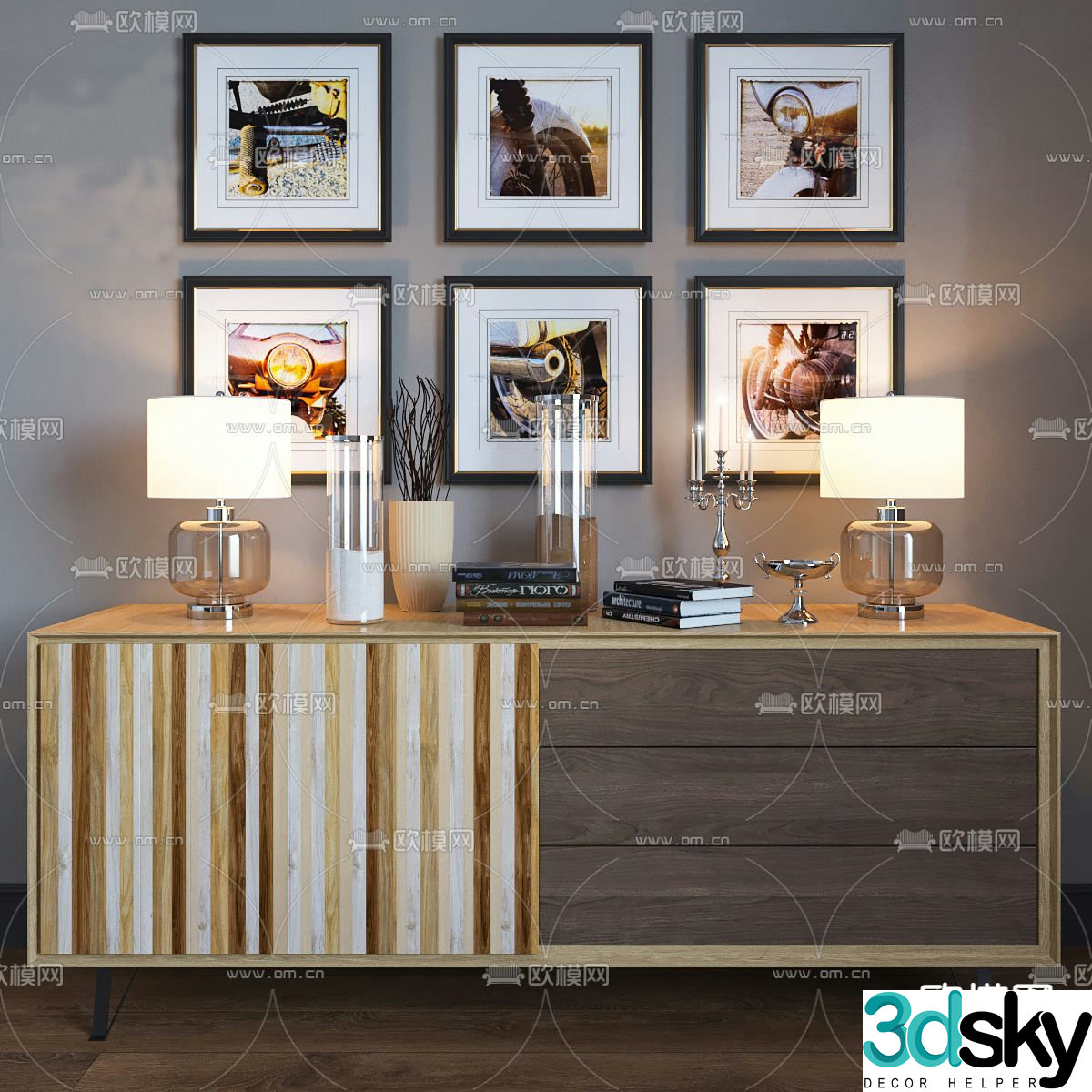 Modern side cabinet decorative cabinet 3d model