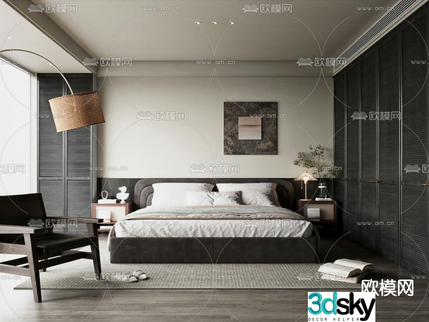 Middle style bedroom master bedroom master room 3d model