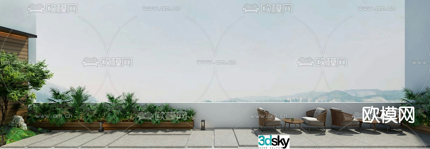 Landscape balcony roof garden 3d model