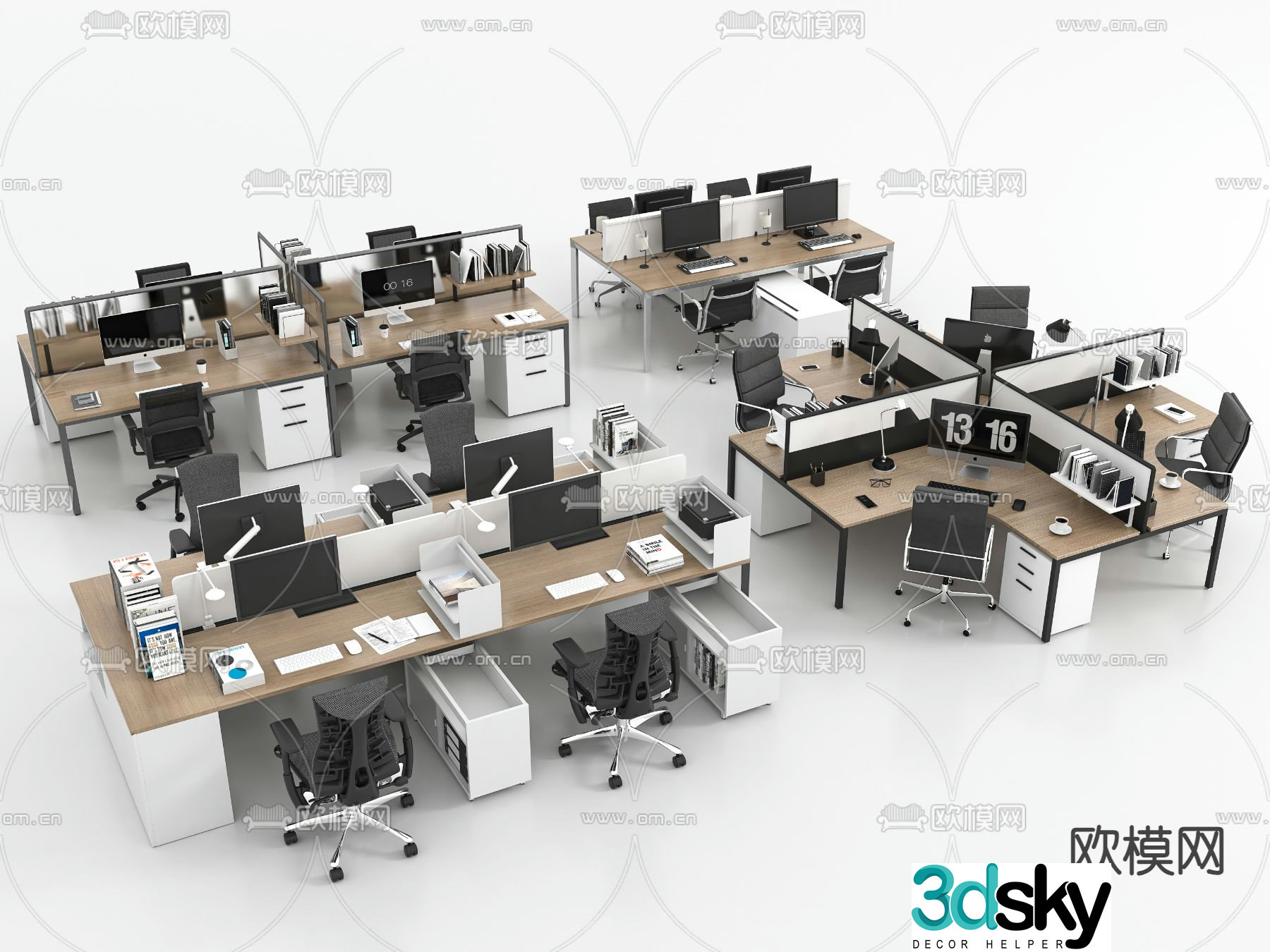 Card desk staff desk workstation 3D model