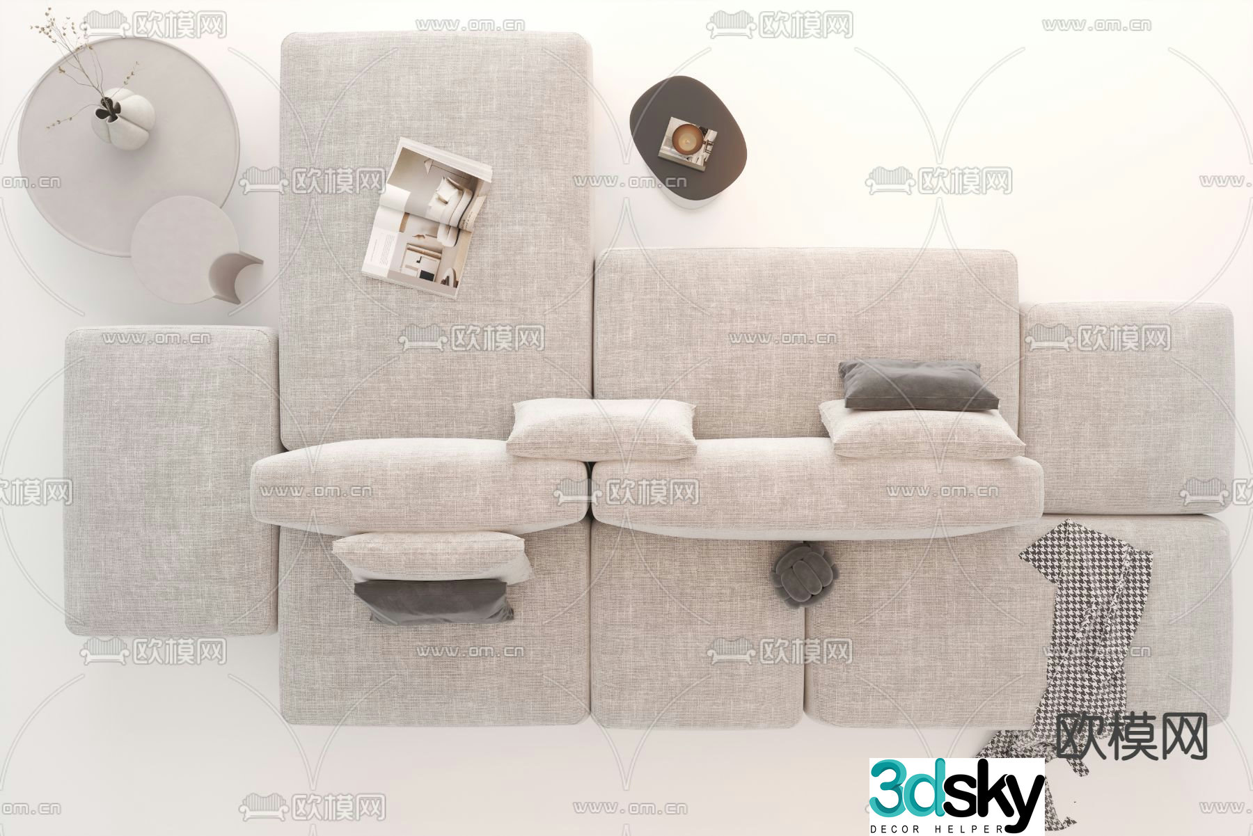 Cleon multi-person sofa modular sofa 3d model