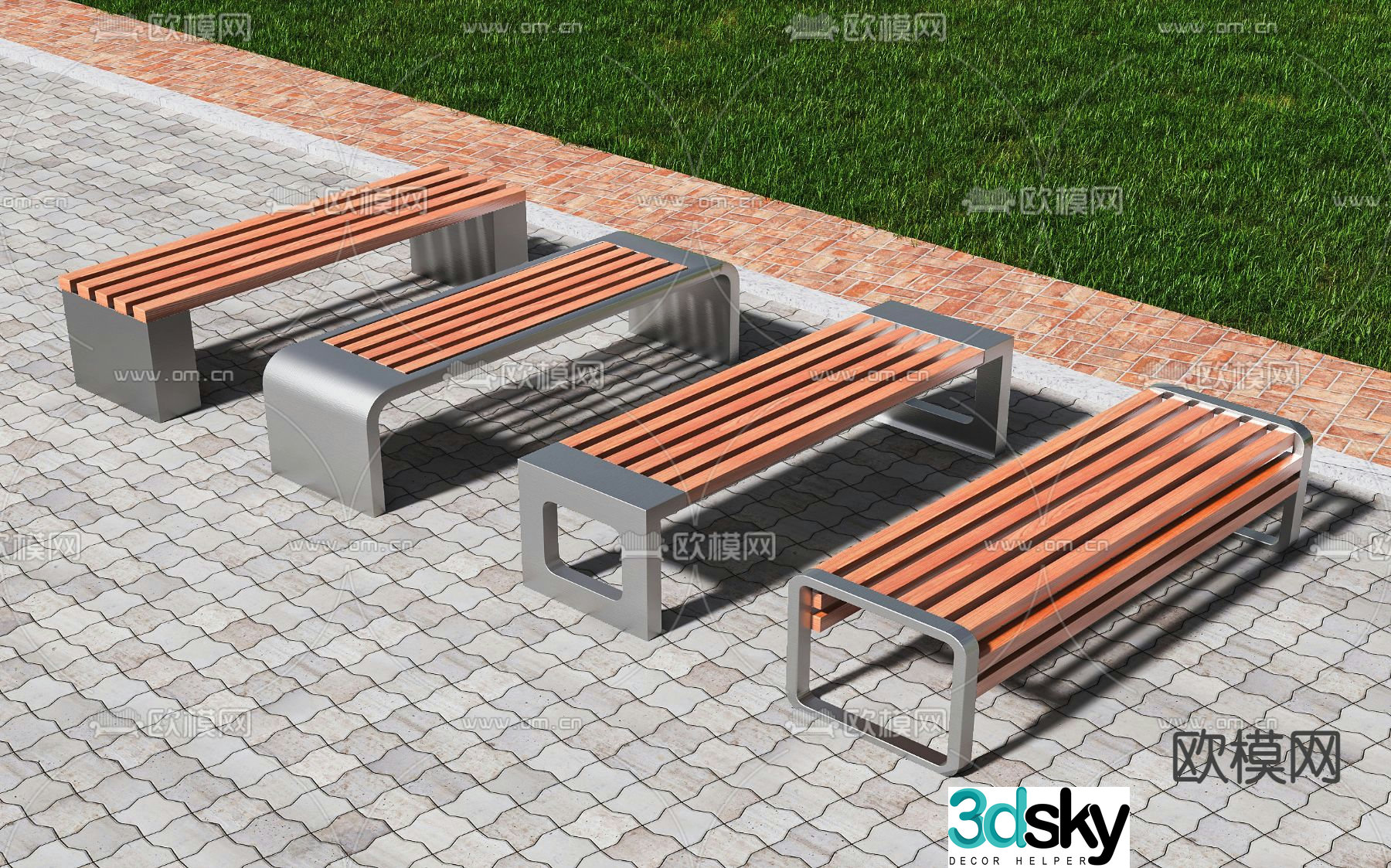 Outdoor chair park chair public chair 3d model