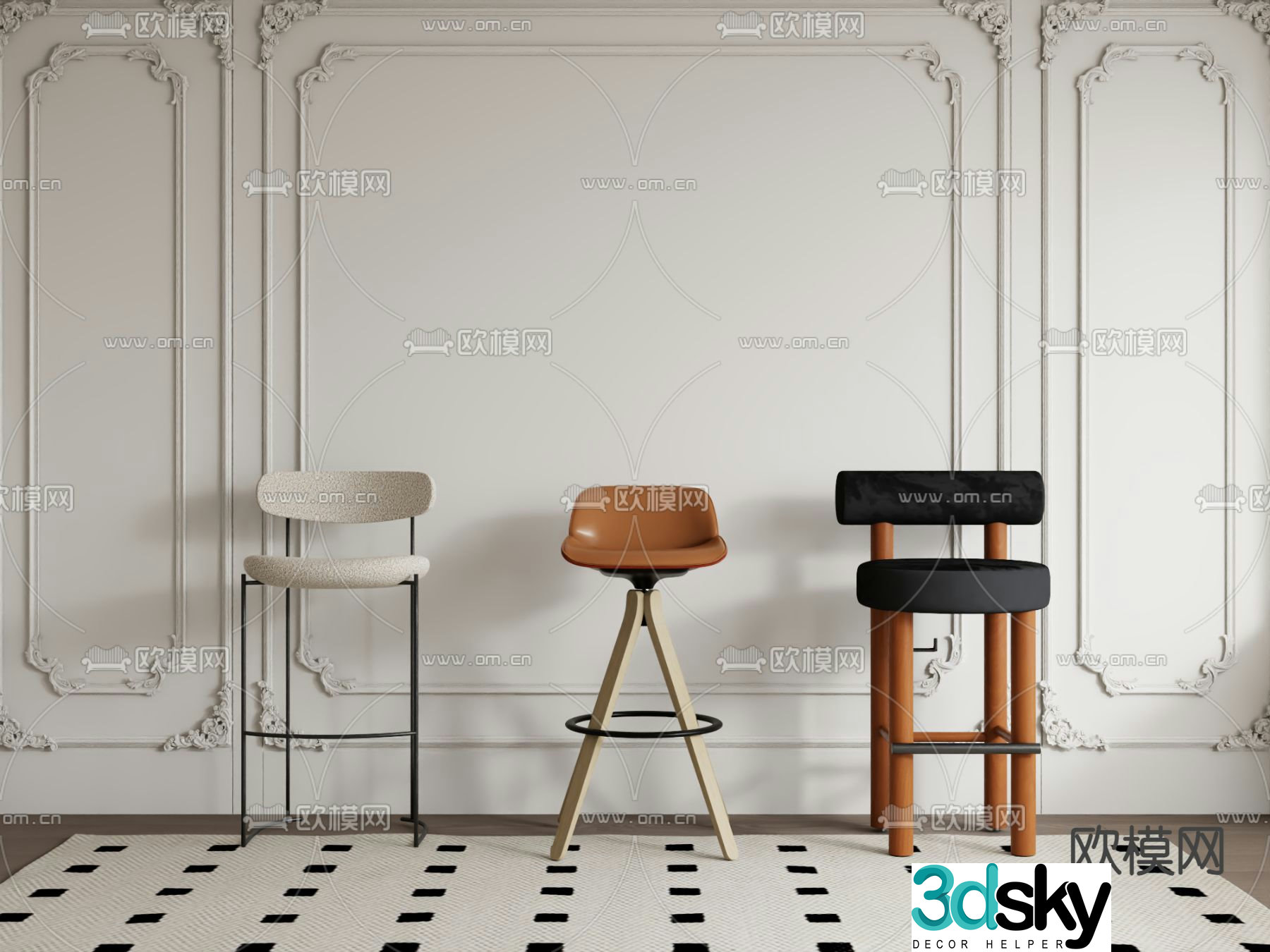 Modern bar stool bar stool 3d model