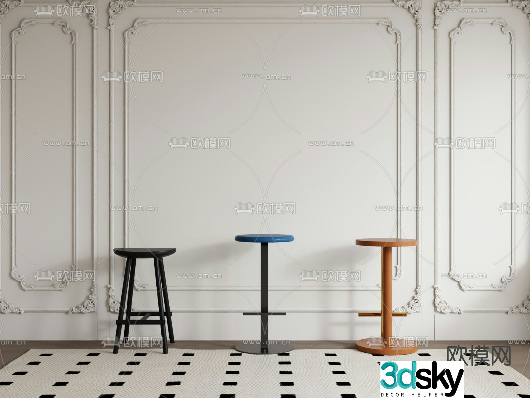 Modern bar chair bar stool 3d model