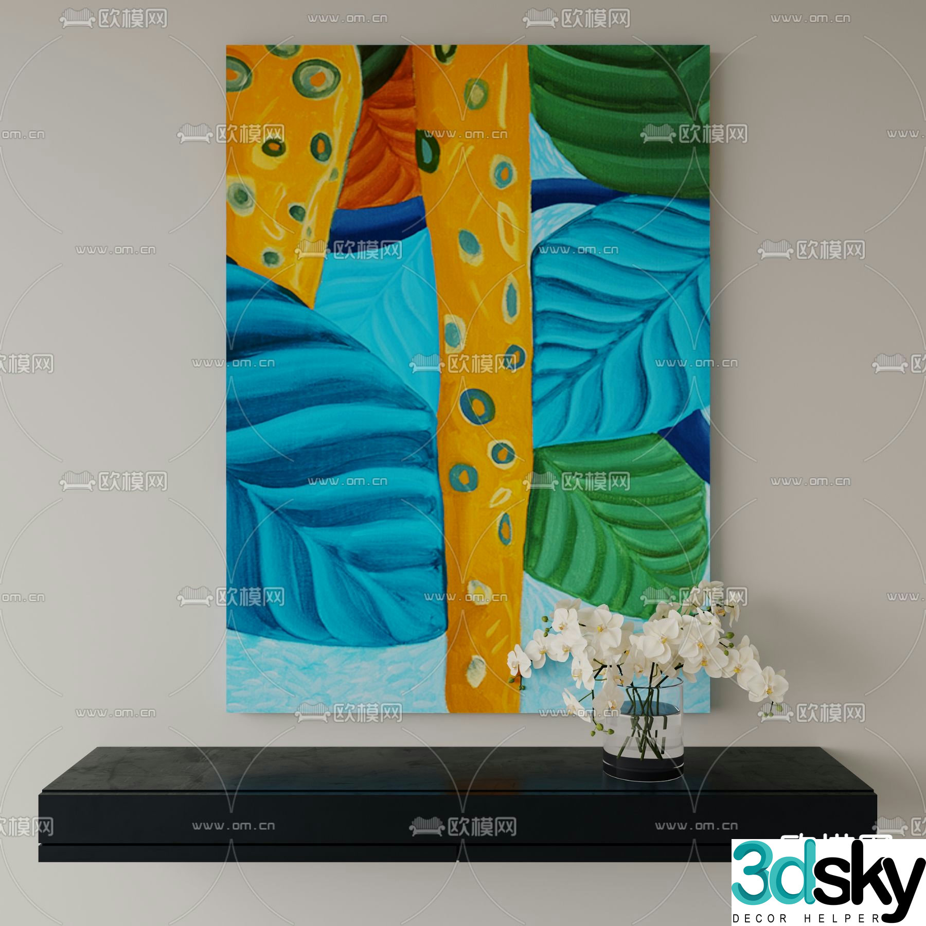 Memphis abstract painting decorative painting 3d model