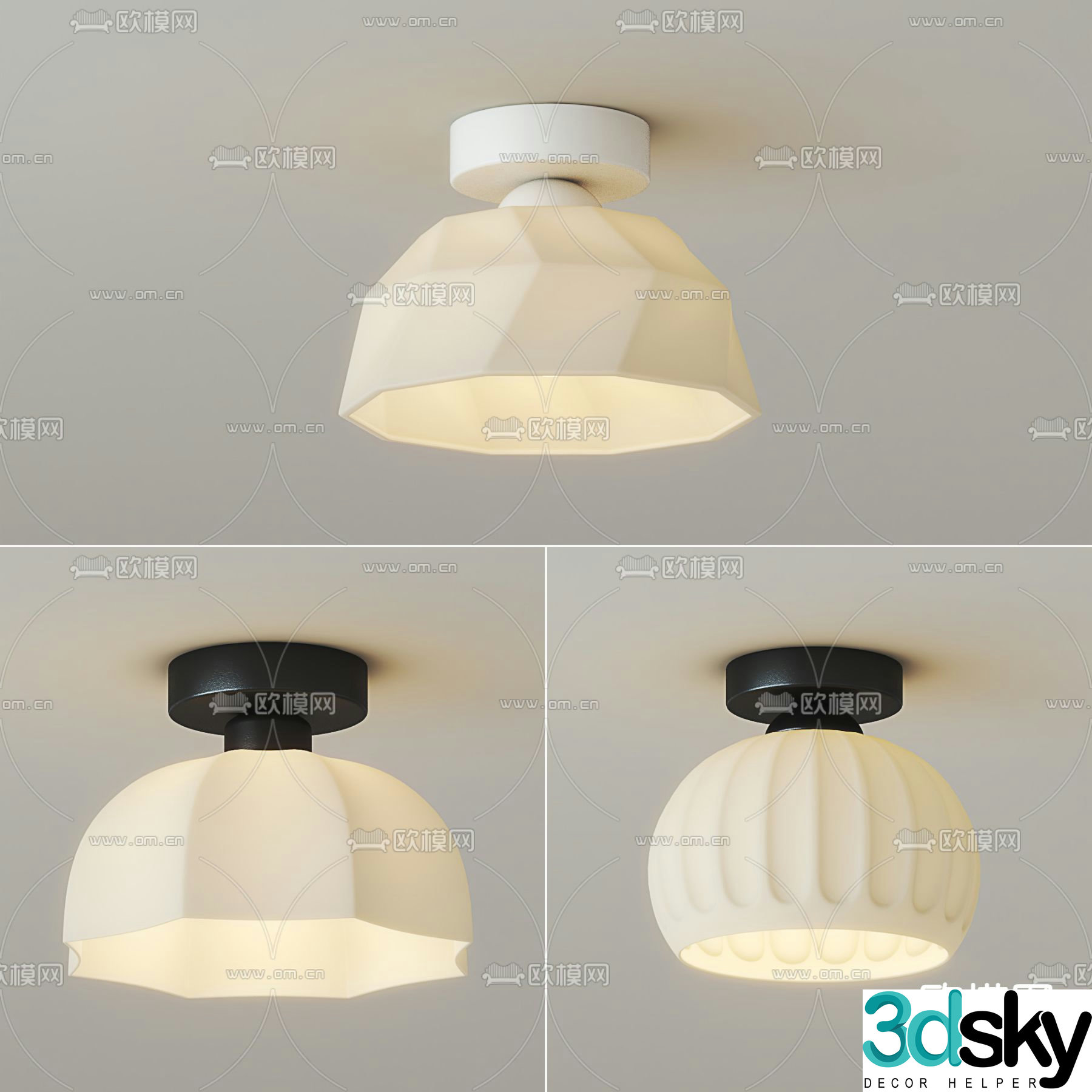 Cream style ceiling lamp 3d model