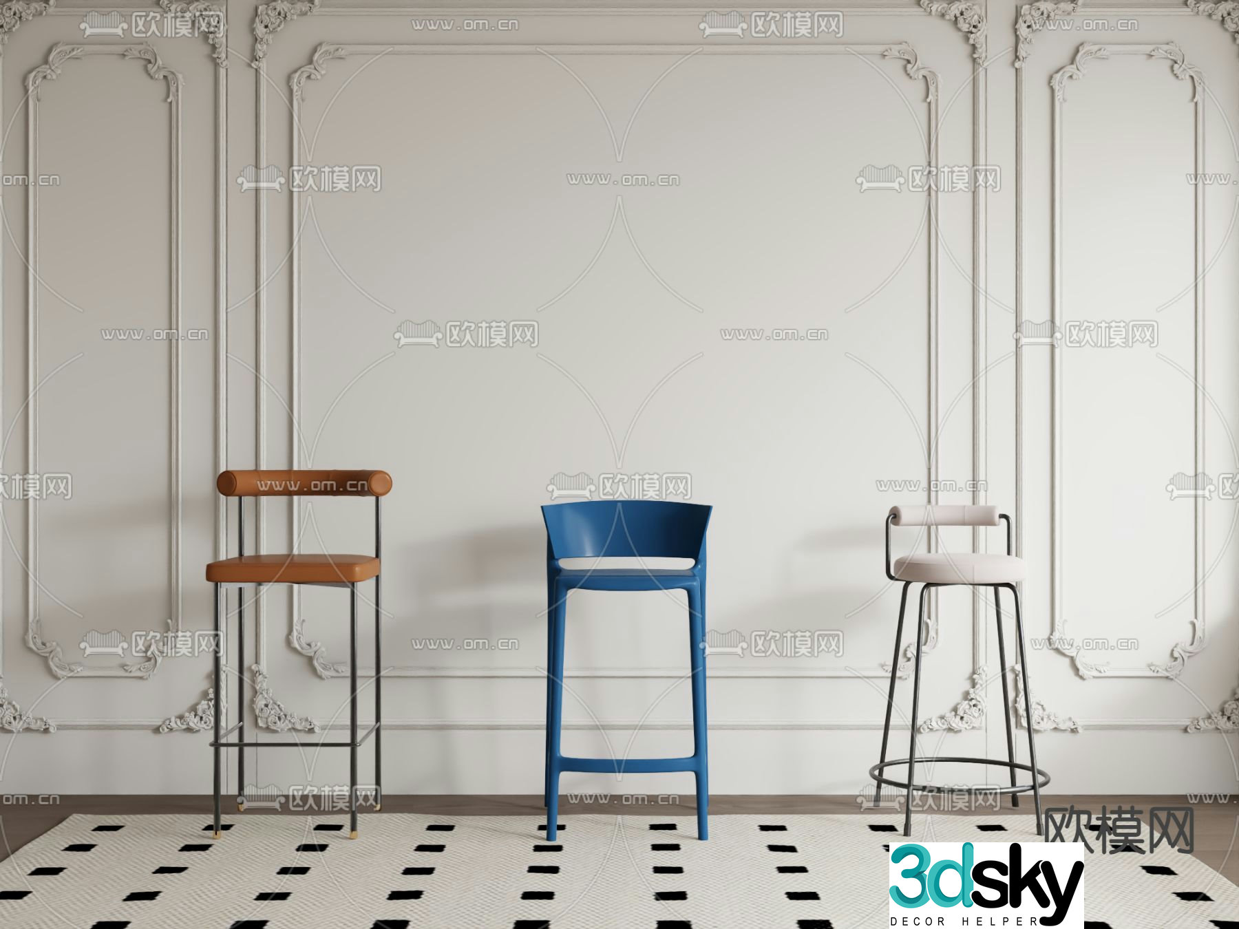 Modern bar stool bar stool 3d model
