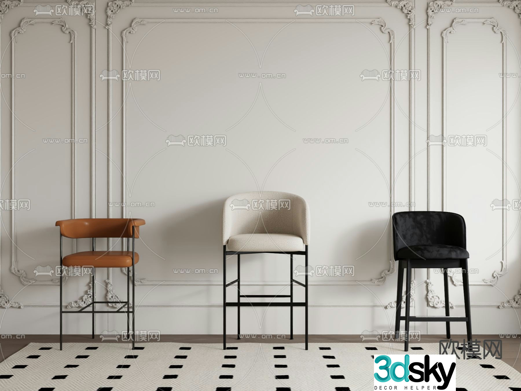 Modern bar stool bar stool 3d model