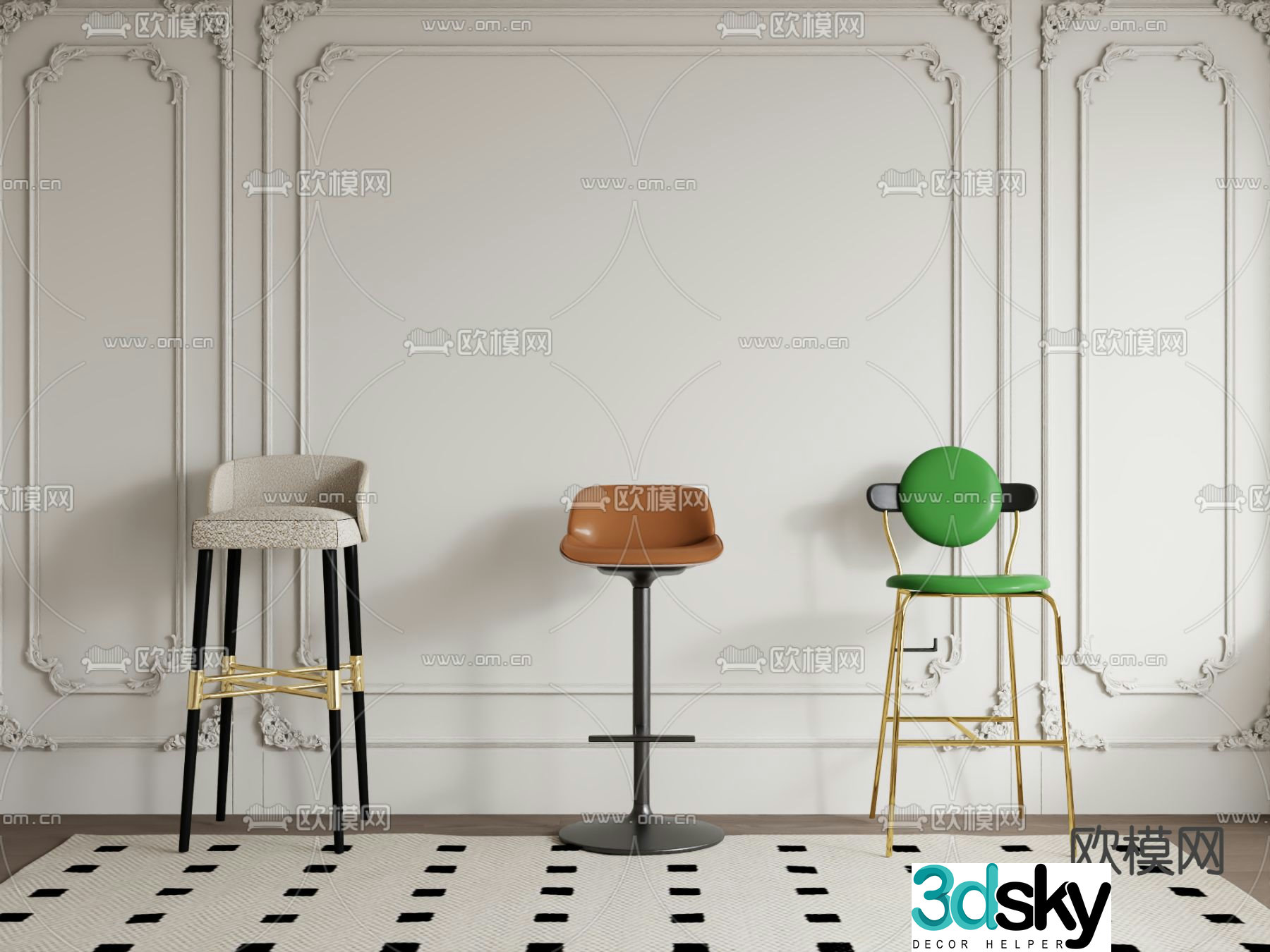 Modern bar stool bar stool 3d model