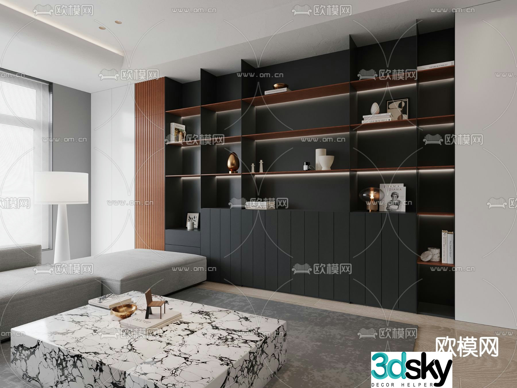 Modern decorative cabinet bookcase 3d model