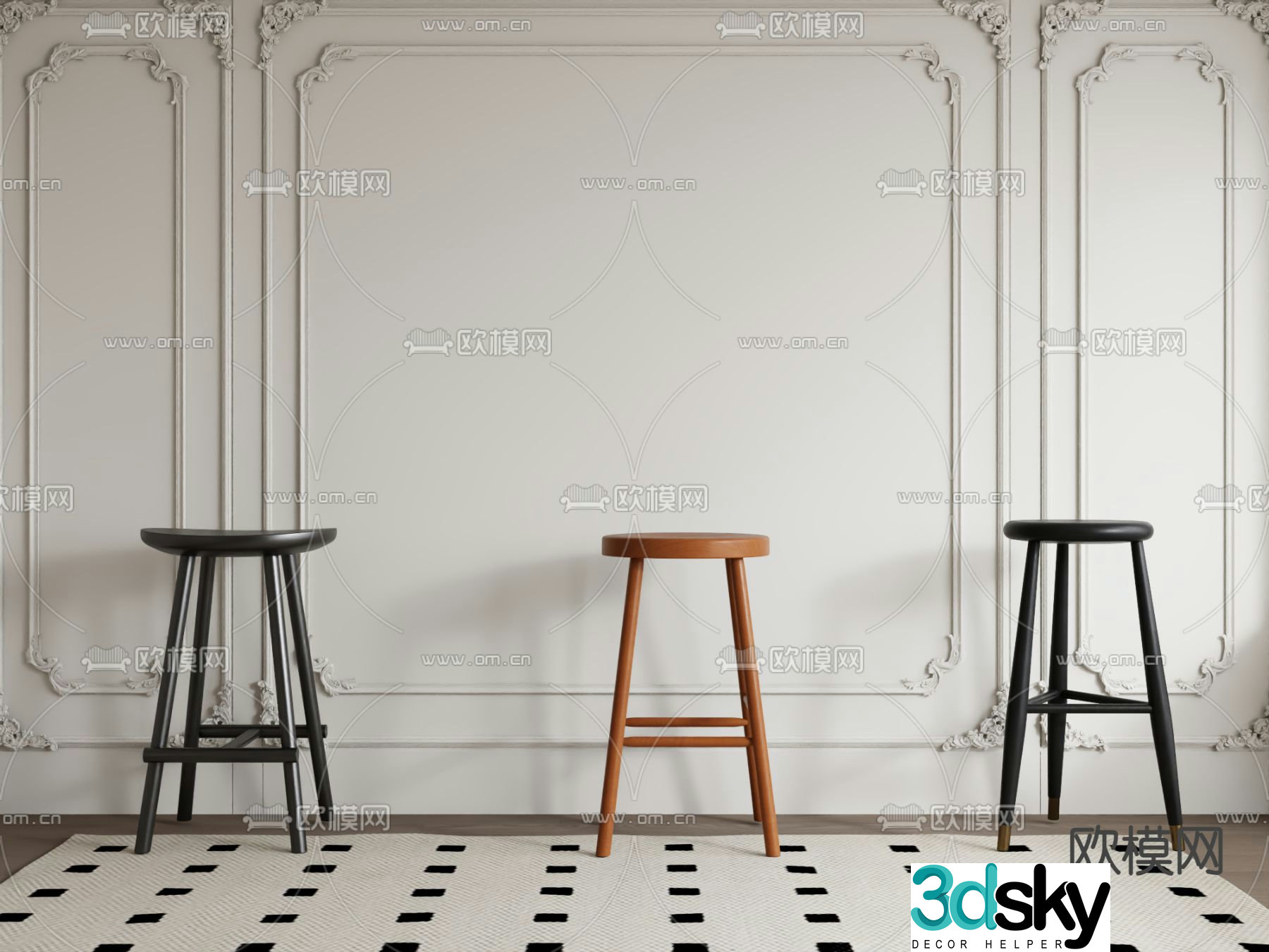 Modern bar stool bar stool 3d model