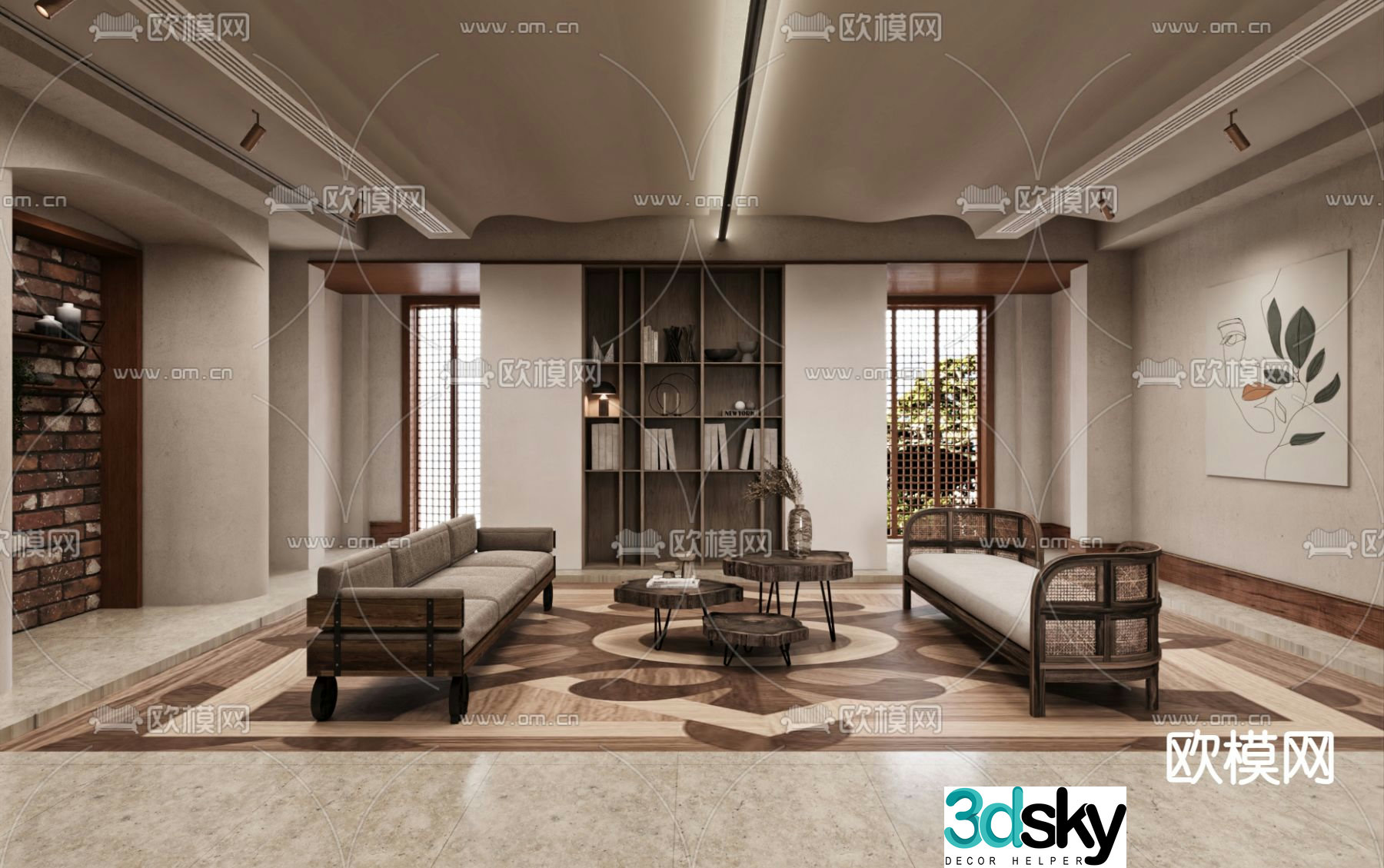 Middle-aged living room 3d model