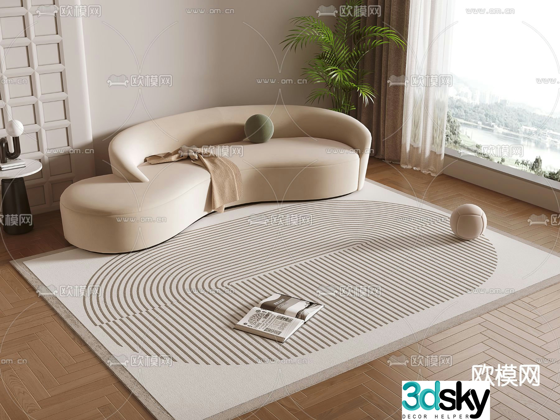 Special shaped sofa carpet 3d model