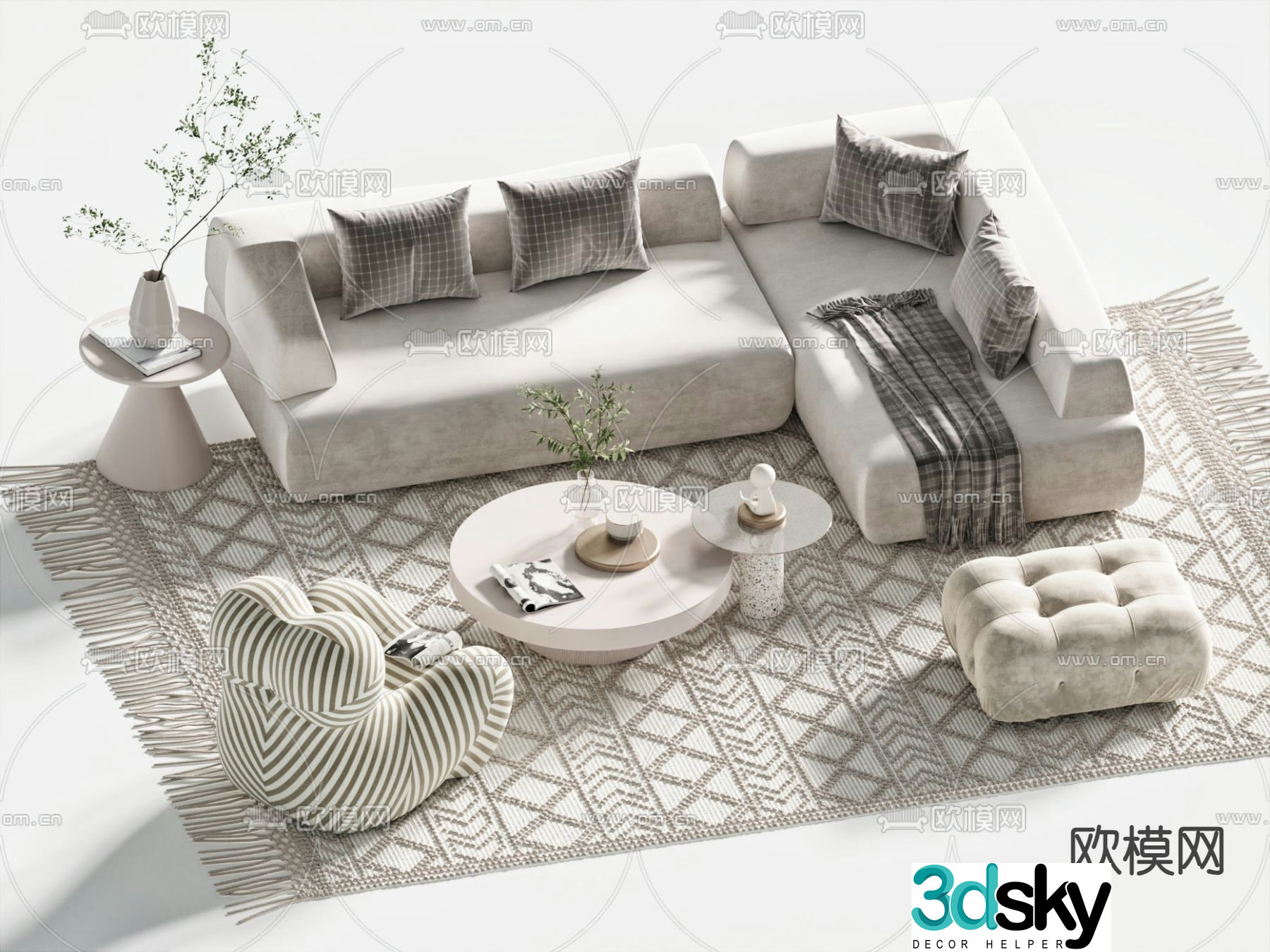 Modern sectional sofa 3d model