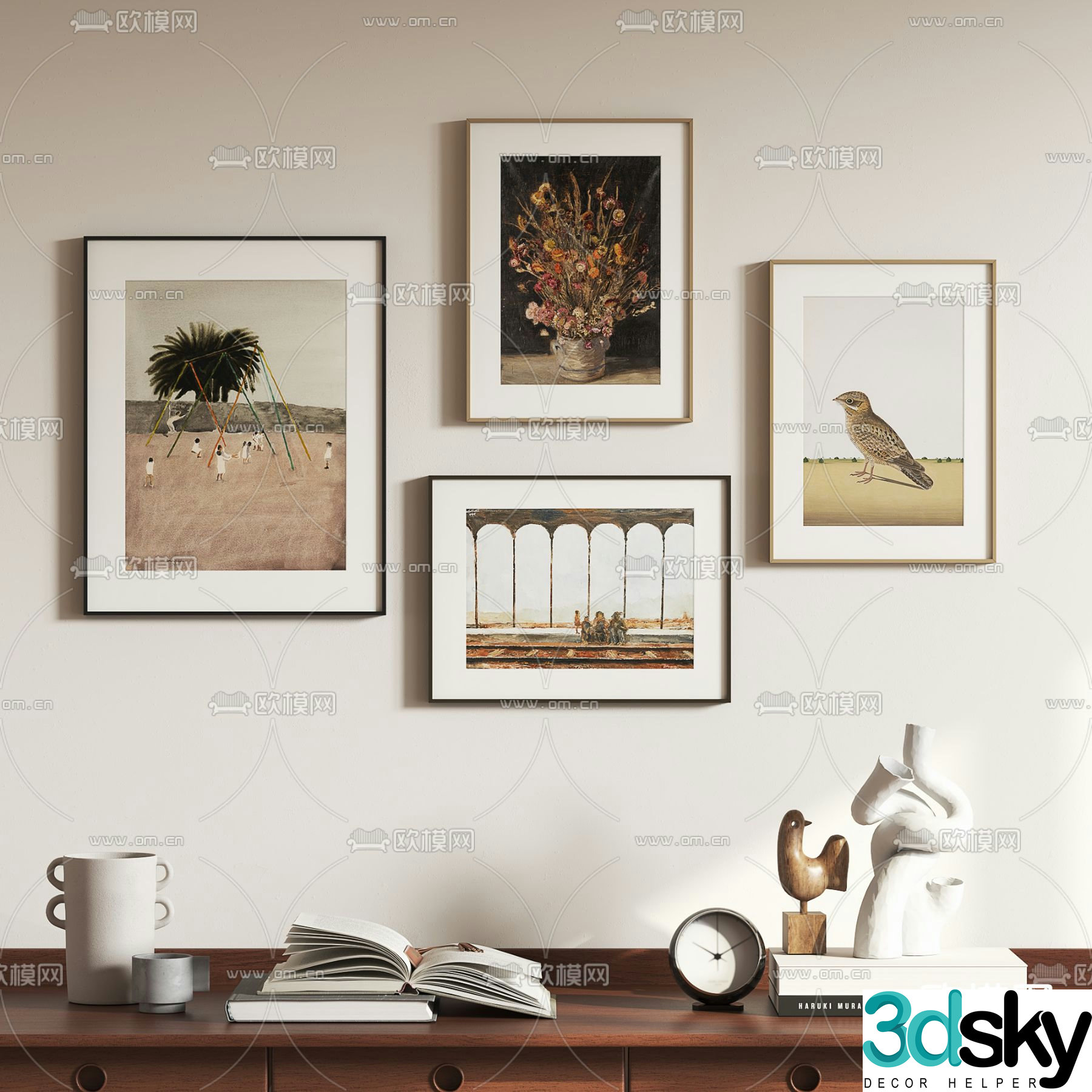 Middle-aged decorative paintings hanging paintings 3D model