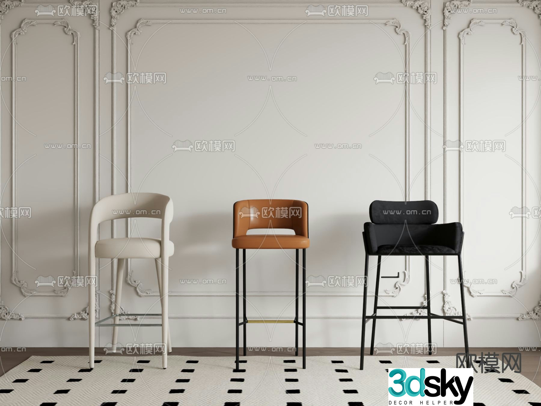 Modern bar stool bar stool 3d model