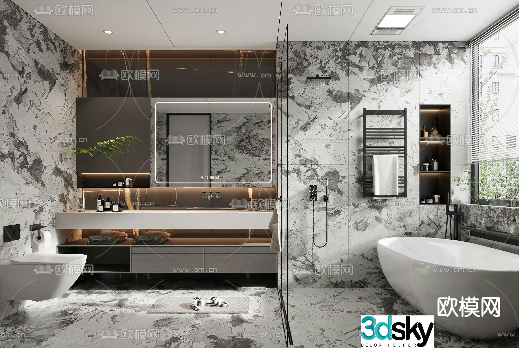 Modern bathroom bathroom toilet 3d model