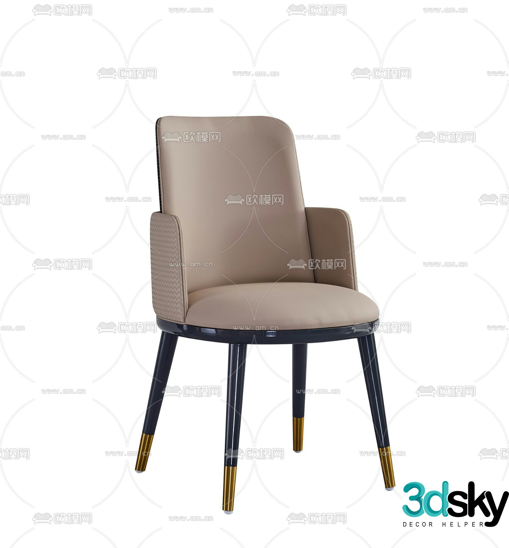 Light luxury chair leather dining chair 3d model