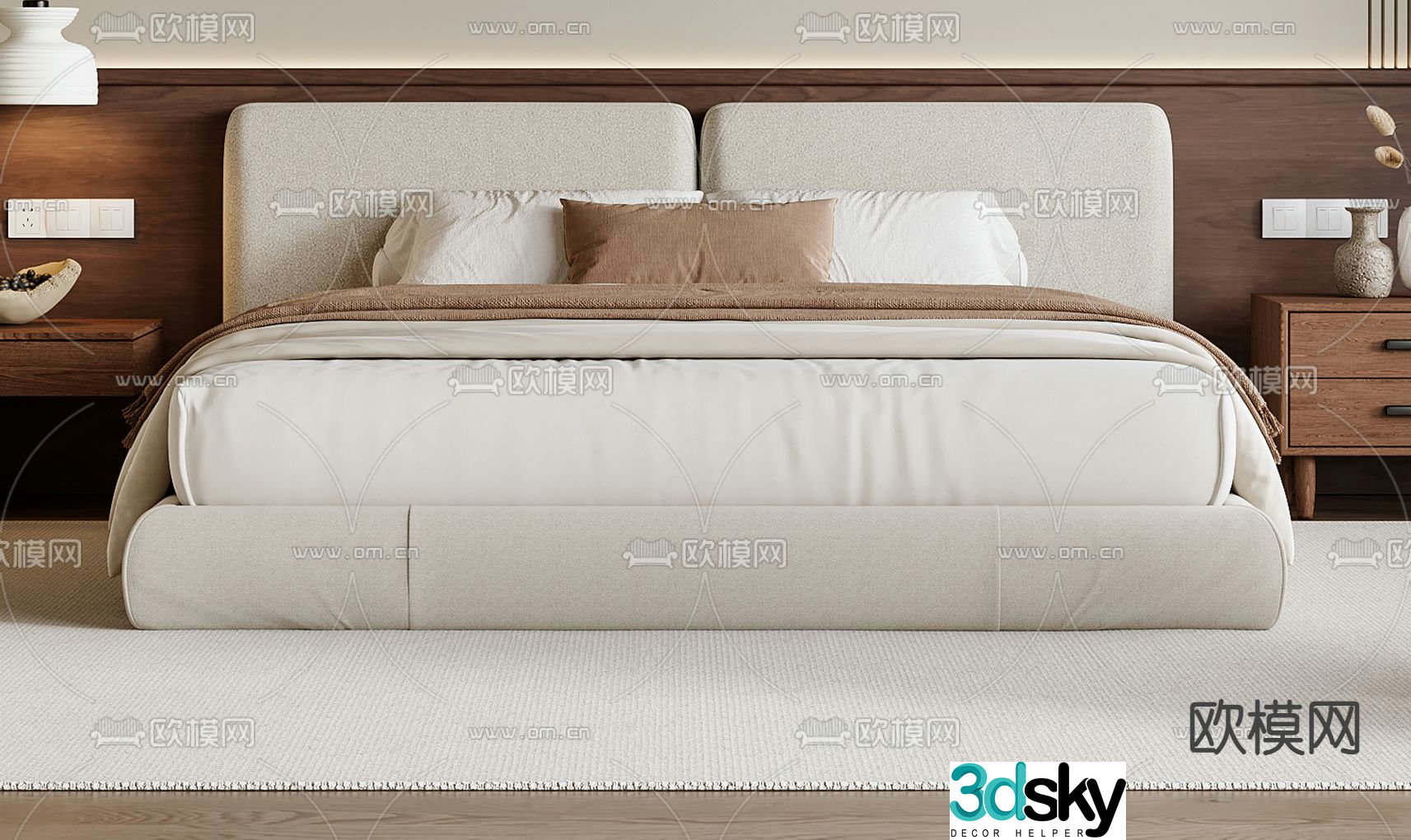 Medieval style double bed 3d model