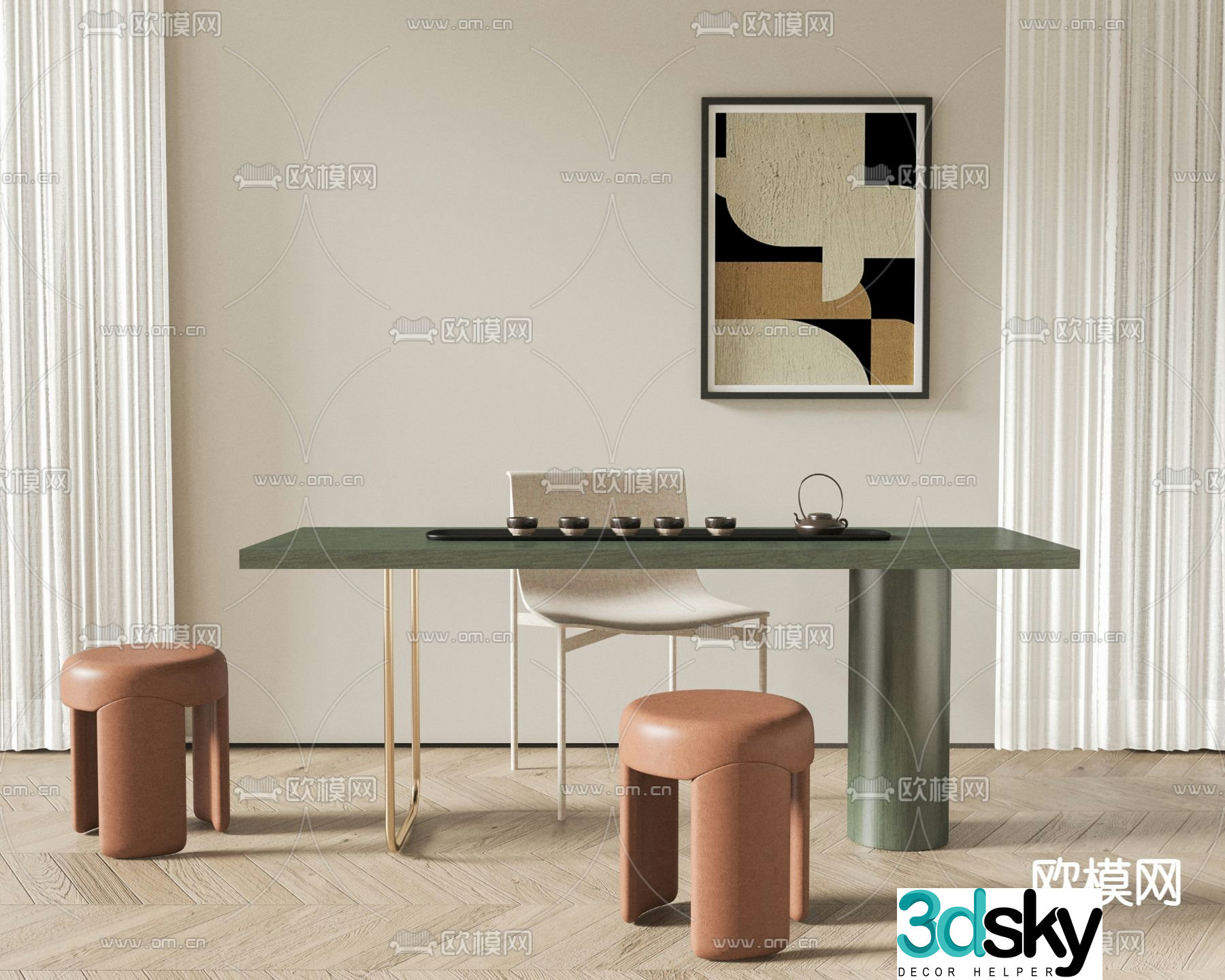 Modern tea table tea table 3d model
