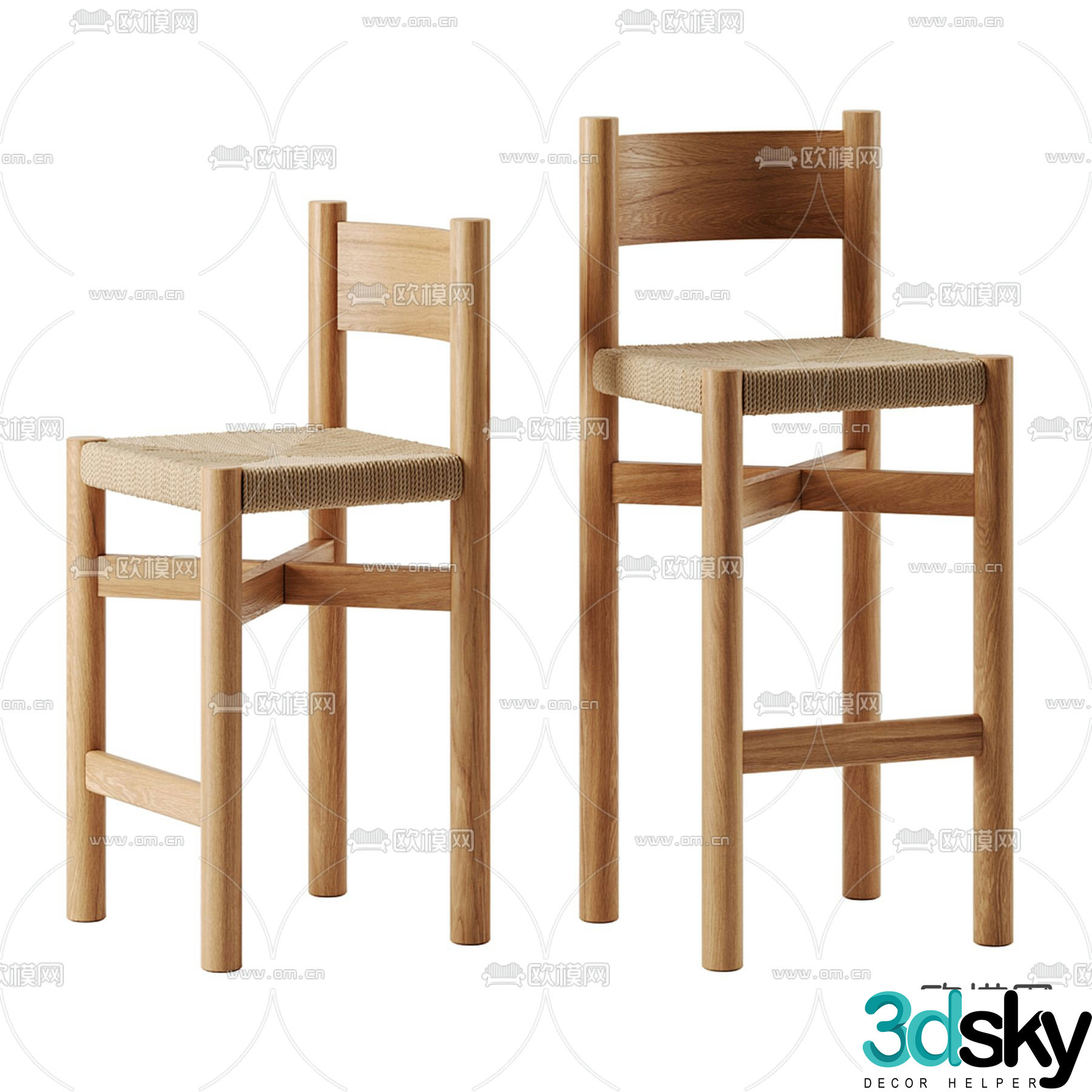 Nonna bar stool bar stool high stool 3d model