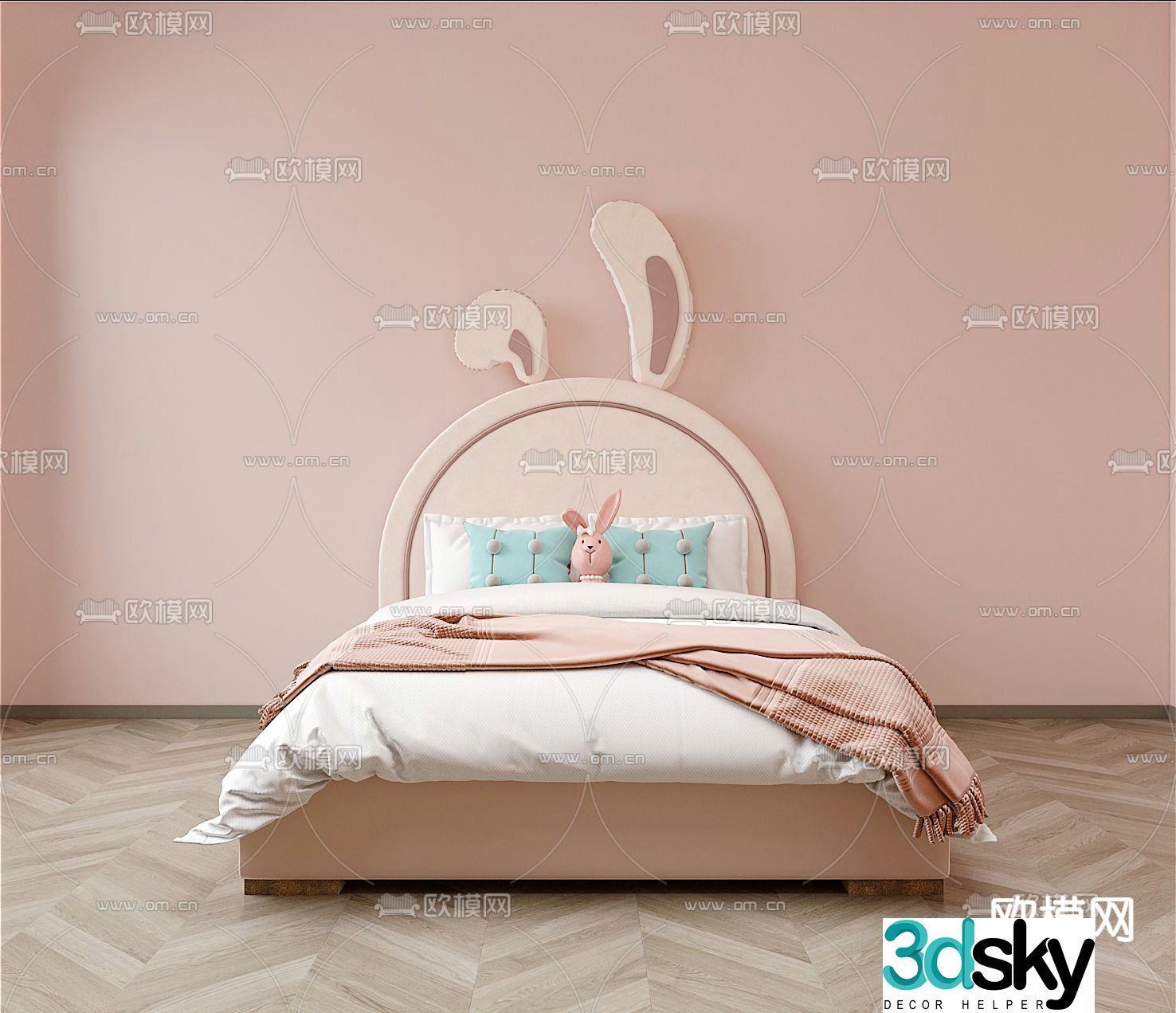 Modern children’s bed rabbit bed 3d model