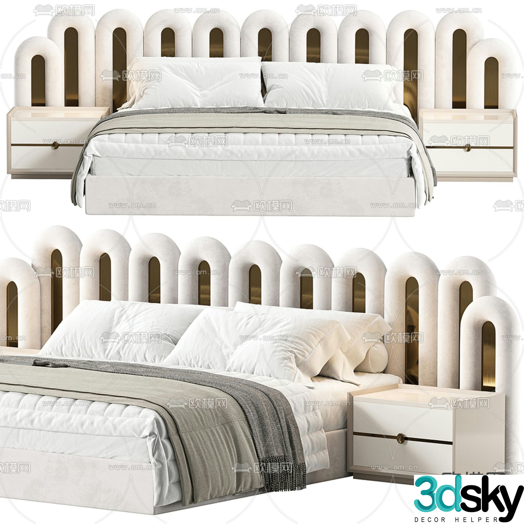 Modern double bed 3d model