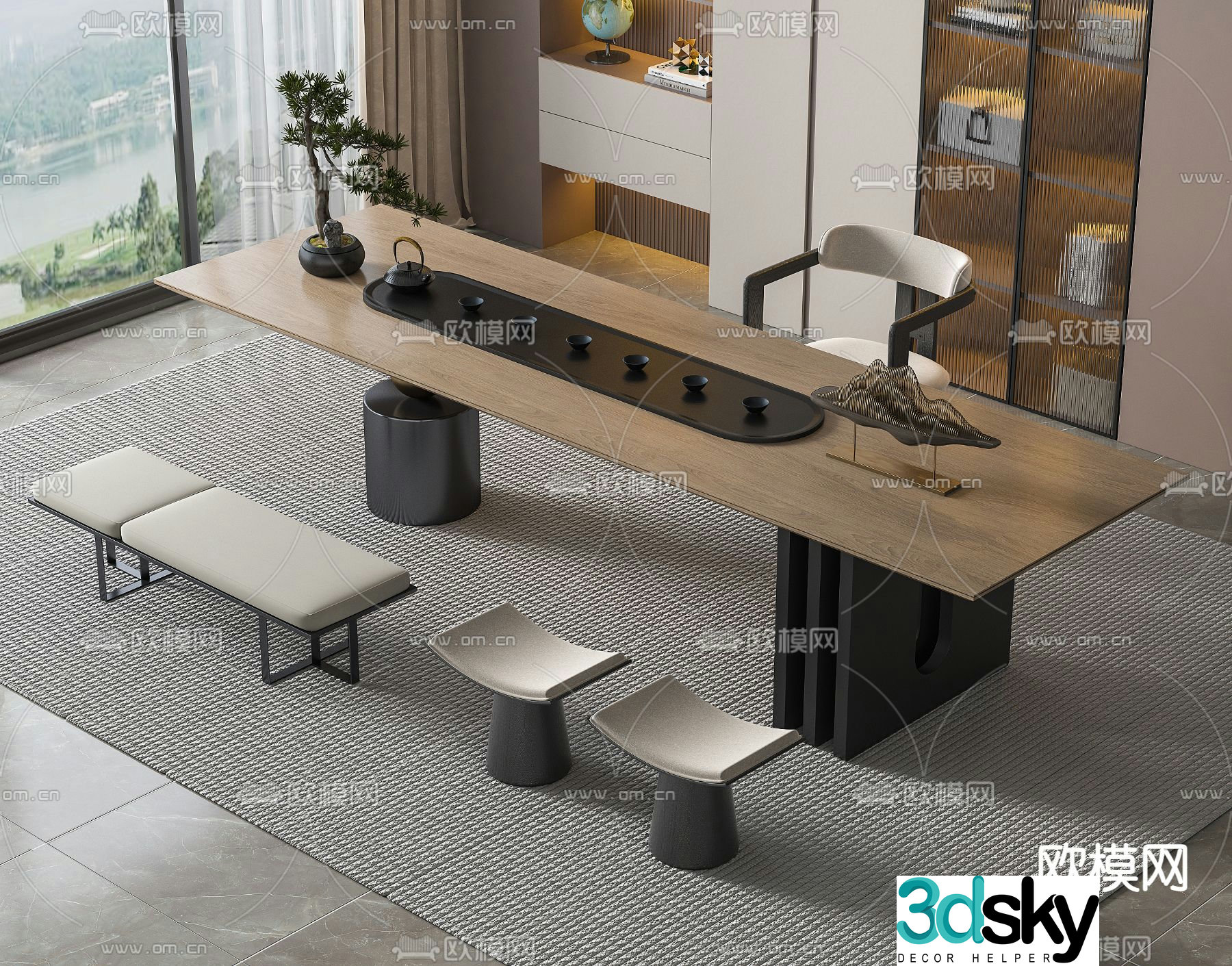 New Chinese style tea table tea table tea table 3d model