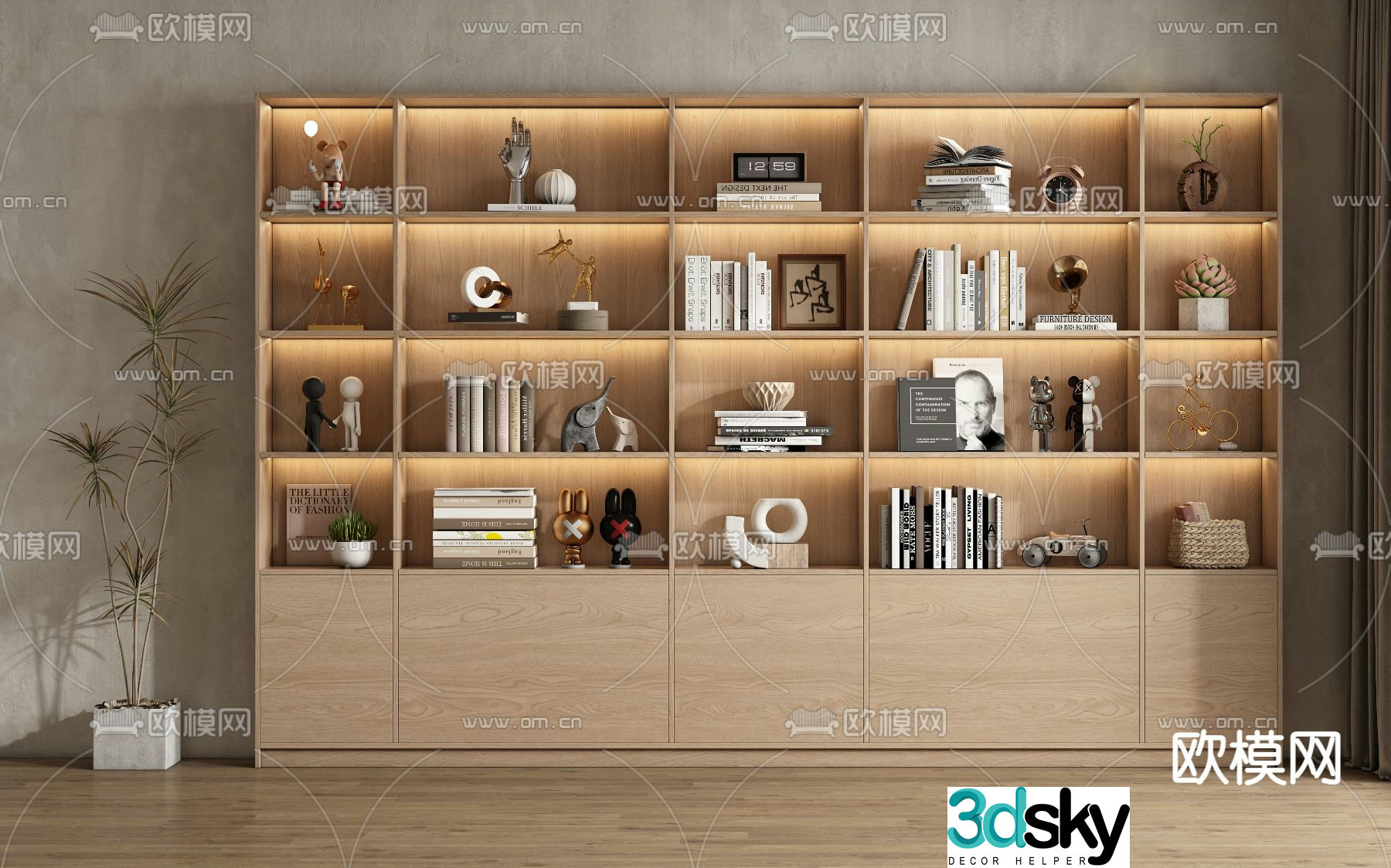 Modern bookcase bookshelf 3d model